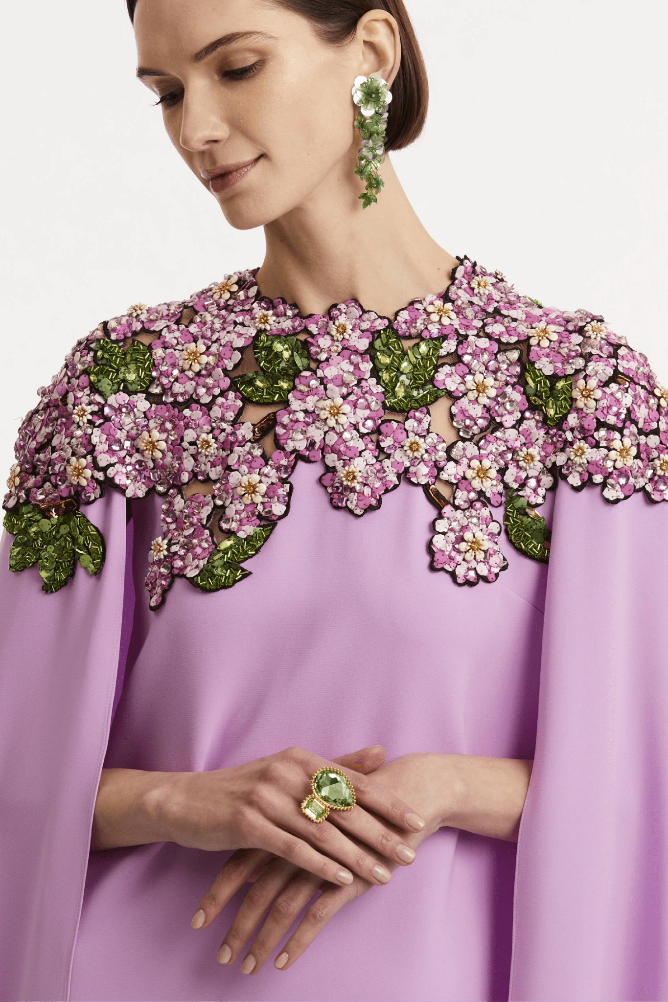 Mosaic Sequin Floral Embroidered Caftan - ALBOUSHIYA - district 5 - dubai - riyadh - abaya - dresses - designers - evening wear - luxury - elegance - craftsmanship - gowns - cocktail dresses - collections - georges