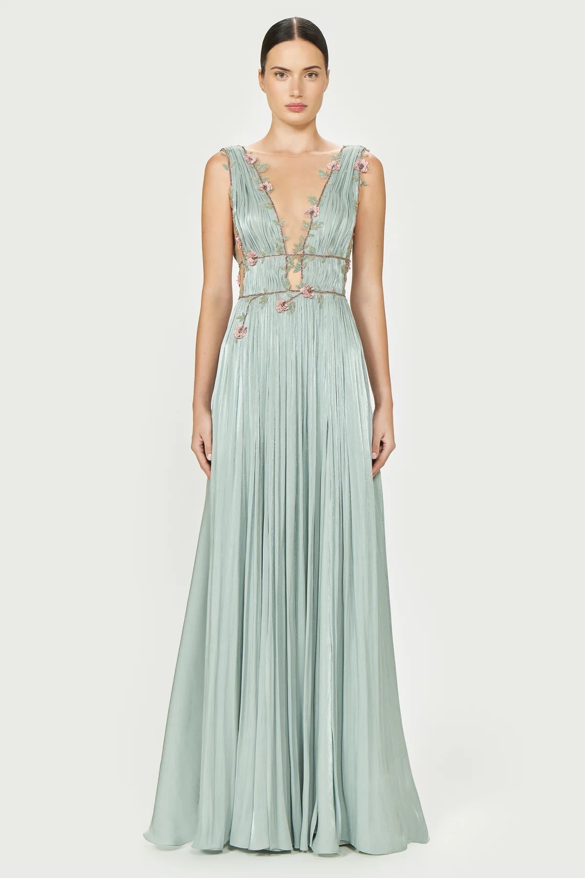 Nalina Lurex Georgette Draped Gown - ALBOUSHIYA - district 5 - dubai - riyadh - abaya - dresses - designers - evening wear - luxury - elegance - craftsmanship - gowns - cocktail dresses - collections - georges