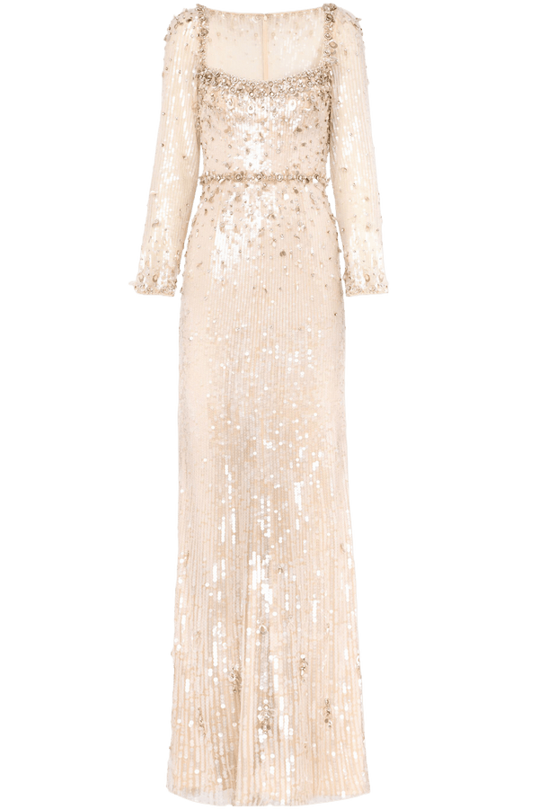 Natural Kestra Dress - ALBOUSHIYA - district 5 - dubai - riyadh - abaya - dresses - designers - evening wear - luxury - elegance - craftsmanship - gowns - cocktail dresses - collections - georges