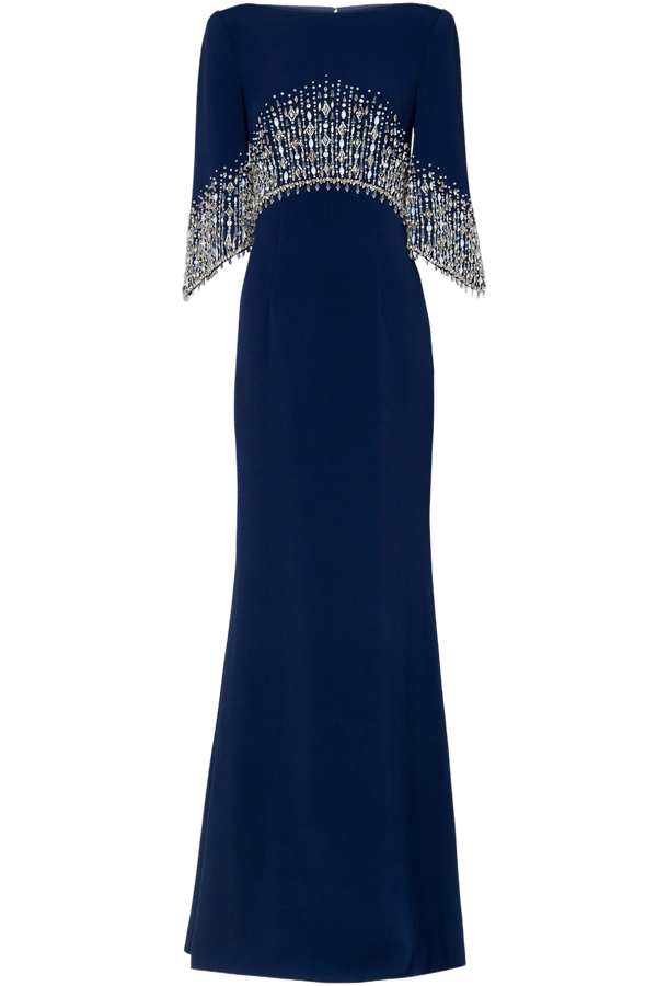 Navy Electra Dress - ALBOUSHIYA - district 5 - dubai - riyadh - abaya - dresses - designers - evening wear - luxury - elegance - craftsmanship - gowns - cocktail dresses - collections - georges