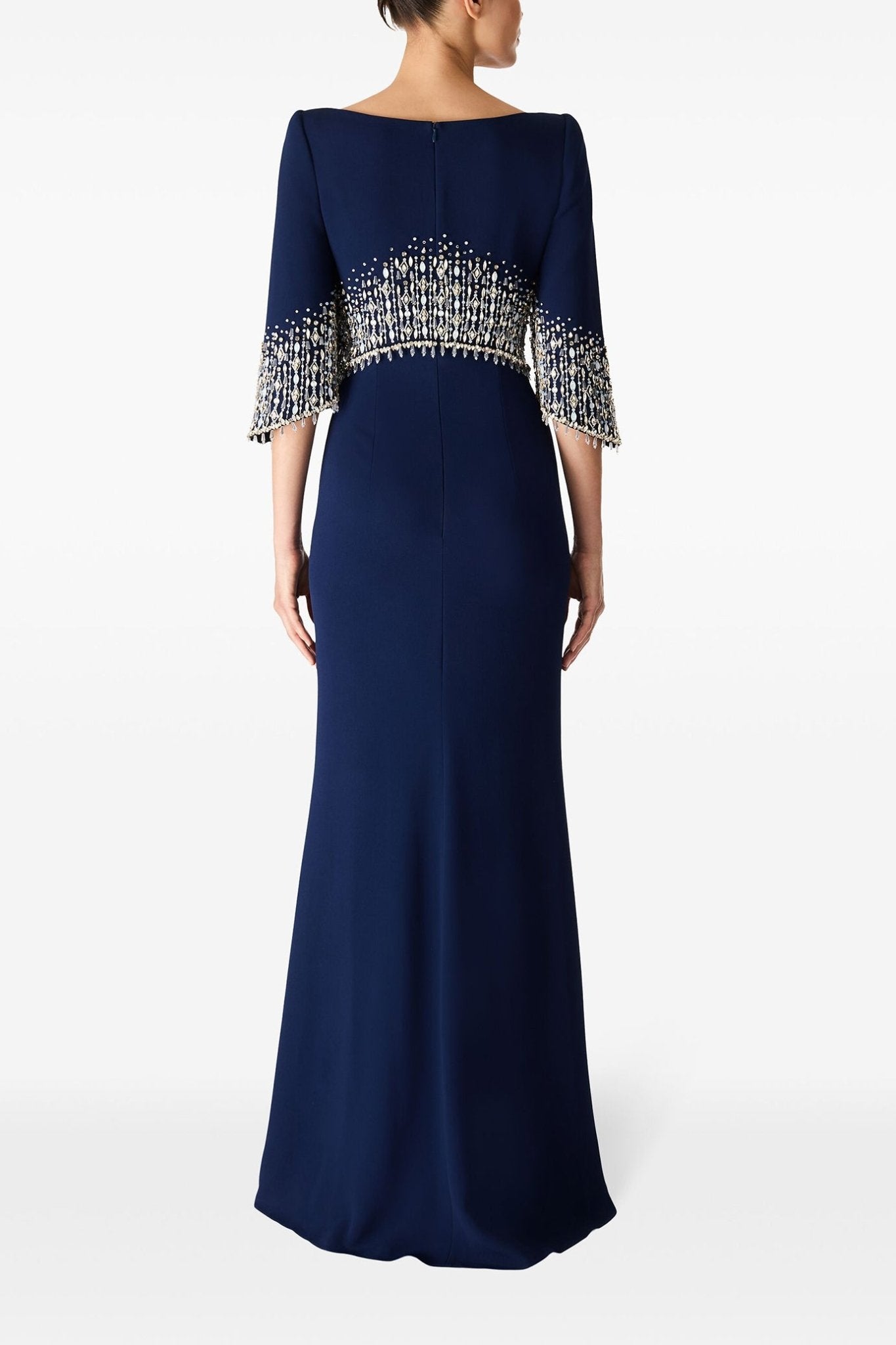 Navy Electra Dress - ALBOUSHIYA - district 5 - dubai - riyadh - abaya - dresses - designers - evening wear - luxury - elegance - craftsmanship - gowns - cocktail dresses - collections - georges