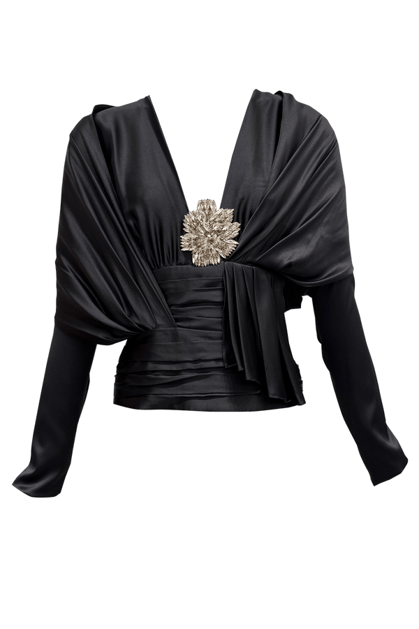 Nell Satin Blouse - ALBOUSHIYA - district 5 - dubai - riyadh - abaya - dresses - designers - evening wear - luxury - elegance - craftsmanship - gowns - cocktail dresses - collections - georges