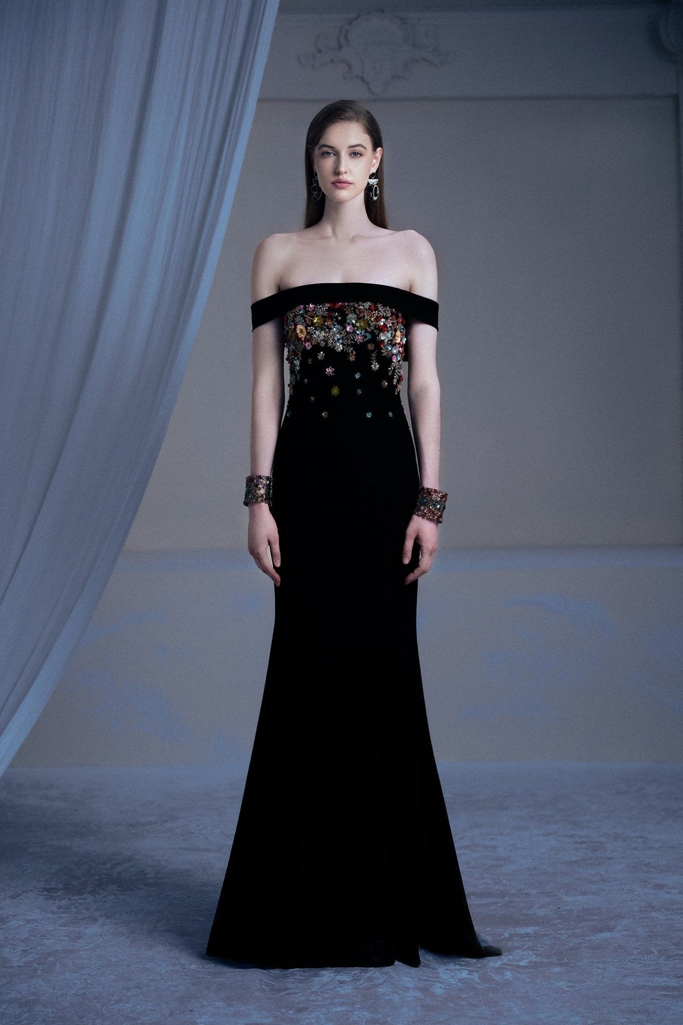 Nocturne in Bloom Gown - ALBOUSHIYA - district 5 - dubai - riyadh - abaya - dresses - designers - evening wear - luxury - elegance - craftsmanship - gowns - cocktail dresses - collections - georges