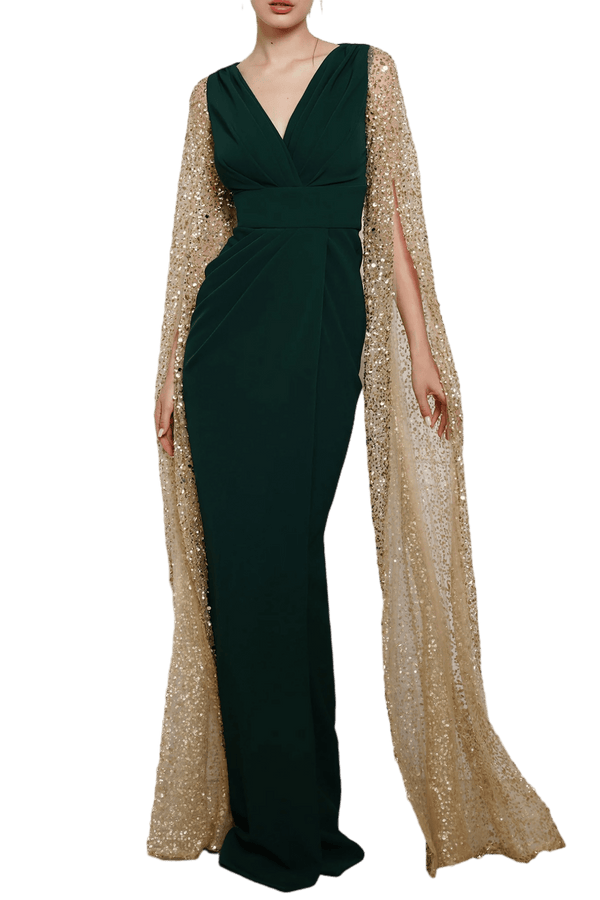 Noemy Crepe Embroidery Dress - ALBOUSHIYA - district 5 - dubai - riyadh - abaya - dresses - designers - evening wear - luxury - elegance - craftsmanship - gowns - cocktail dresses - collections - georges
