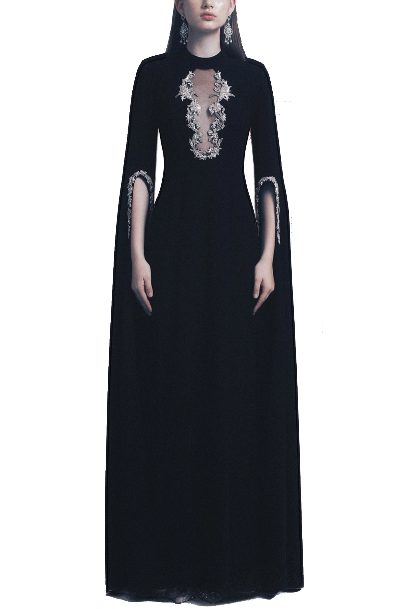 Noir Majesté Gown - ALBOUSHIYA - district 5 - dubai - riyadh - abaya - dresses - designers - evening wear - luxury - elegance - craftsmanship - gowns - cocktail dresses - collections - georges