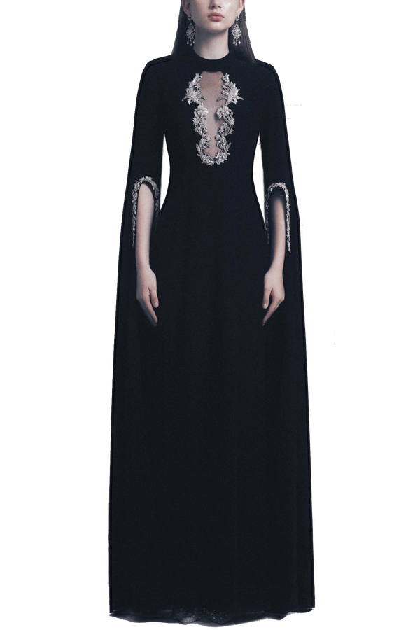 Noir Majesté Gown - ALBOUSHIYA - district 5 - dubai - riyadh - abaya - dresses - designers - evening wear - luxury - elegance - craftsmanship - gowns - cocktail dresses - collections - georges