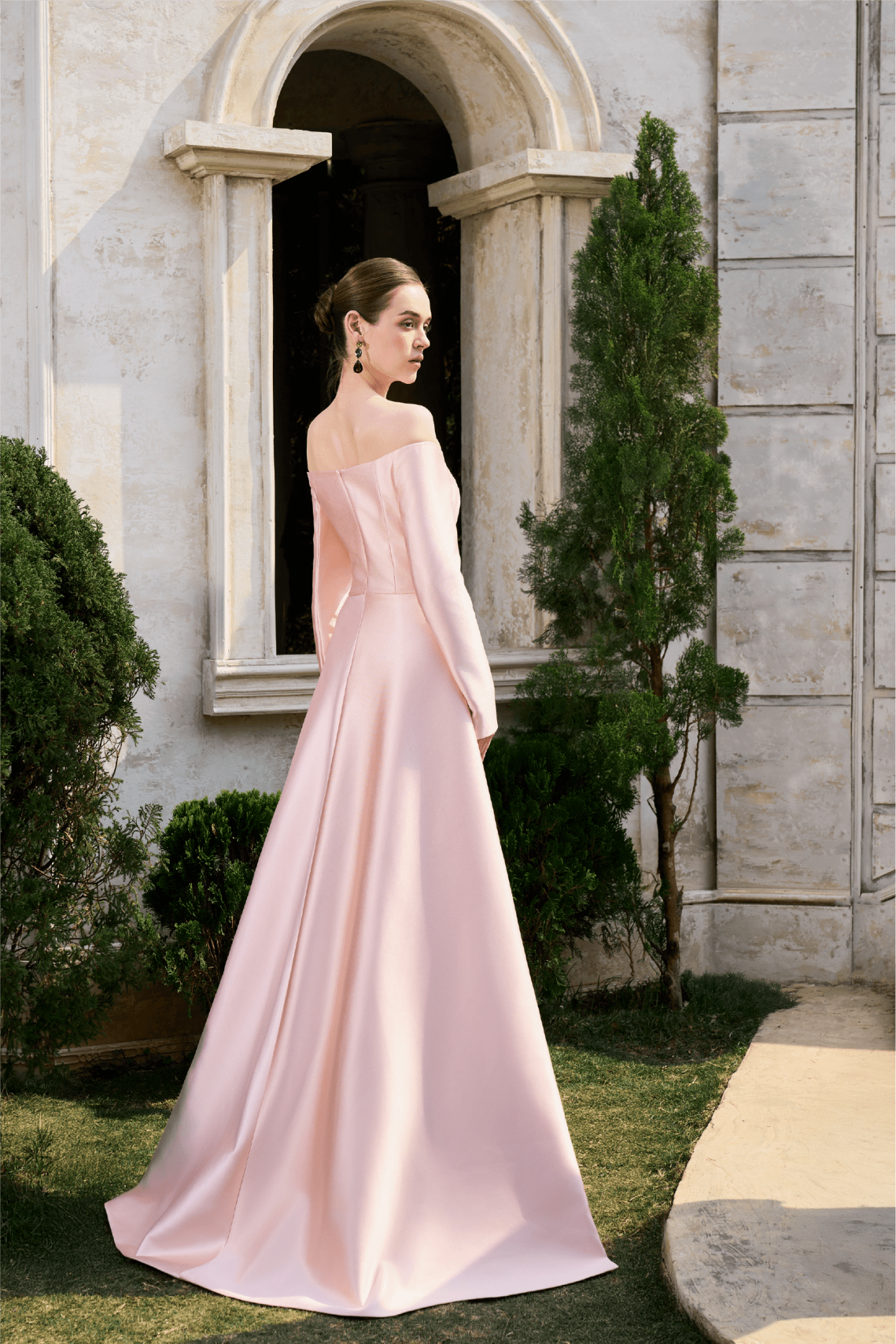 Off - Shoulder Embellished Gown - ALBOUSHIYA - district 5 - dubai - riyadh - abaya - dresses - designers - evening wear - luxury - elegance - craftsmanship - gowns - cocktail dresses - collections - georges