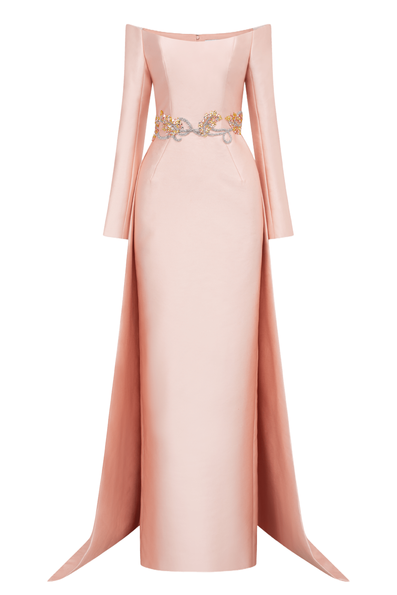 Off - Shoulder Embellished Gown - ALBOUSHIYA - district 5 - dubai - riyadh - abaya - dresses - designers - evening wear - luxury - elegance - craftsmanship - gowns - cocktail dresses - collections - georges