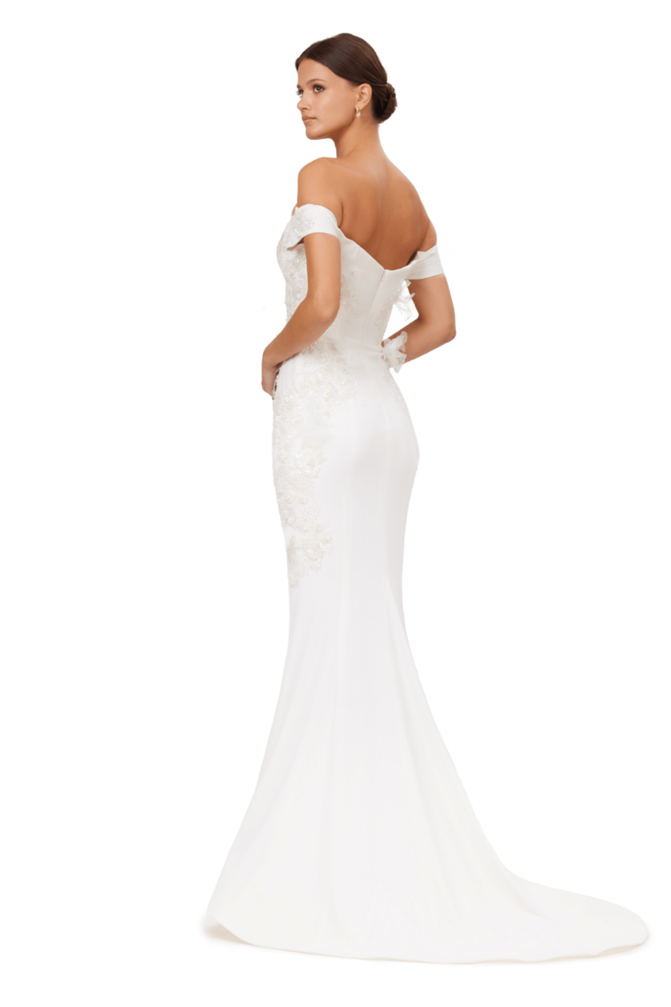 Off Shoulder Fitted Mermaid Gown - ALBOUSHIYA - district 5 - dubai - riyadh - abaya - dresses - designers - evening wear - luxury - elegance - craftsmanship - gowns - cocktail dresses - collections - georges