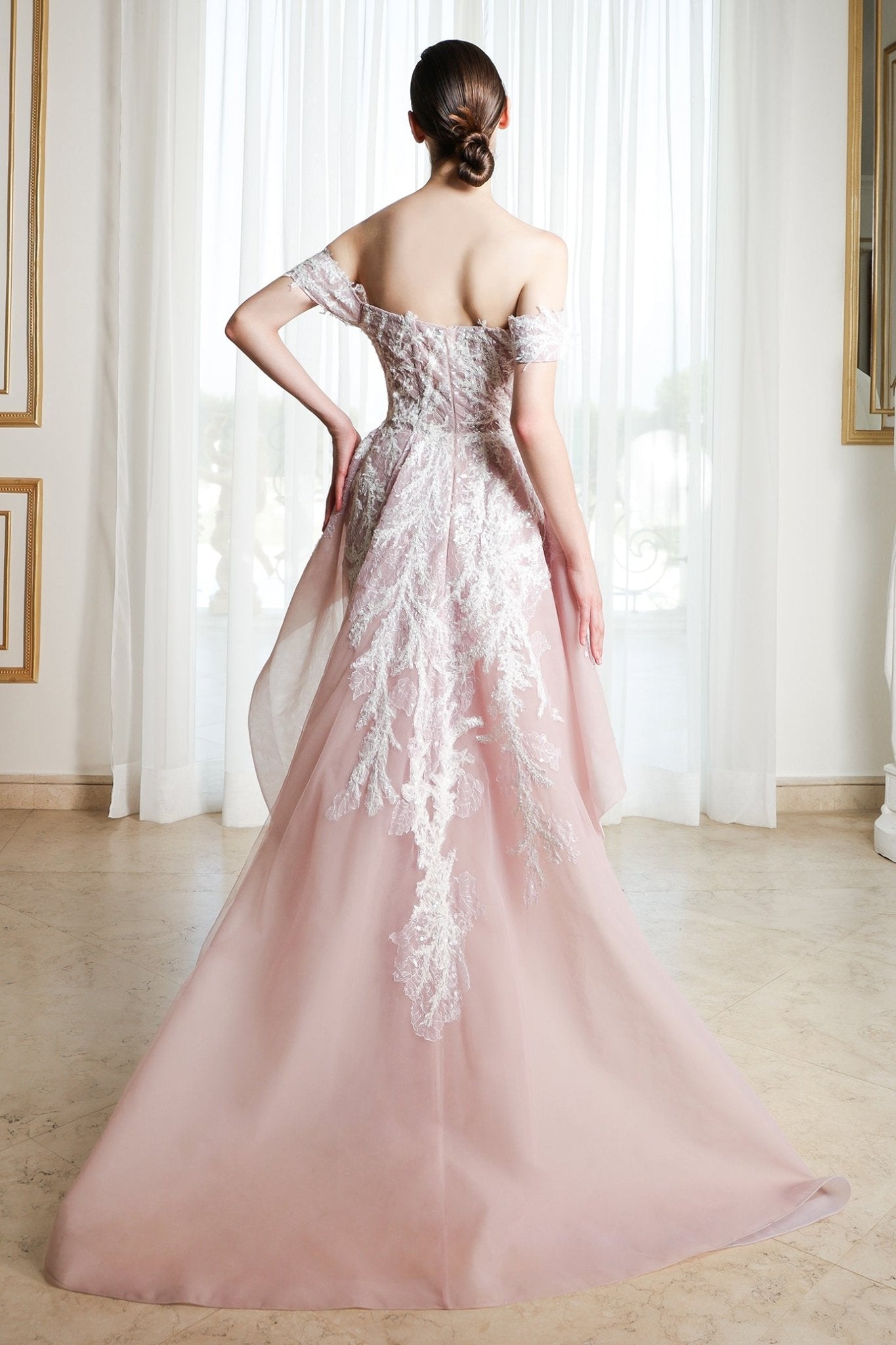 Off Shoulder Gown - ALBOUSHIYA - district 5 - dubai - riyadh - abaya - dresses - designers - evening wear - luxury - elegance - craftsmanship - gowns - cocktail dresses - collections - georges