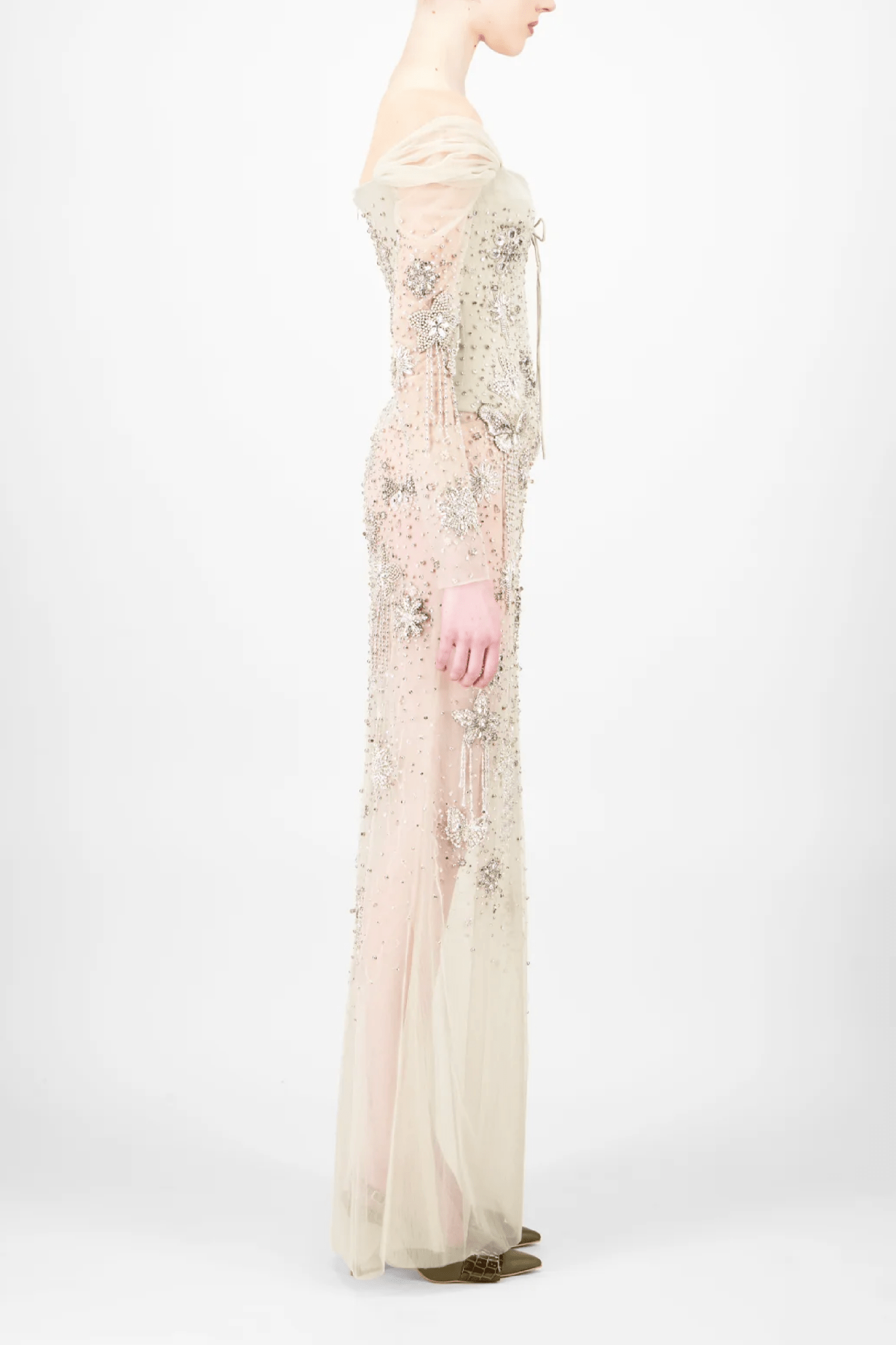 Off - Shoulder Long Dress - ALBOUSHIYA - district 5 - dubai - riyadh - abaya - dresses - designers - evening wear - luxury - elegance - craftsmanship - gowns - cocktail dresses - collections - georges