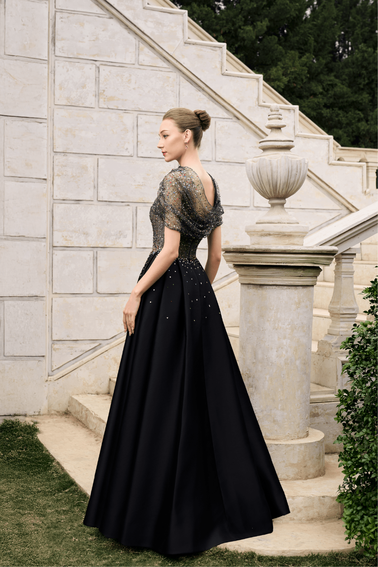 Off - Shoulder Multicolor Crystal Gown - ALBOUSHIYA - district 5 - dubai - riyadh - abaya - dresses - designers - evening wear - luxury - elegance - craftsmanship - gowns - cocktail dresses - collections - georges