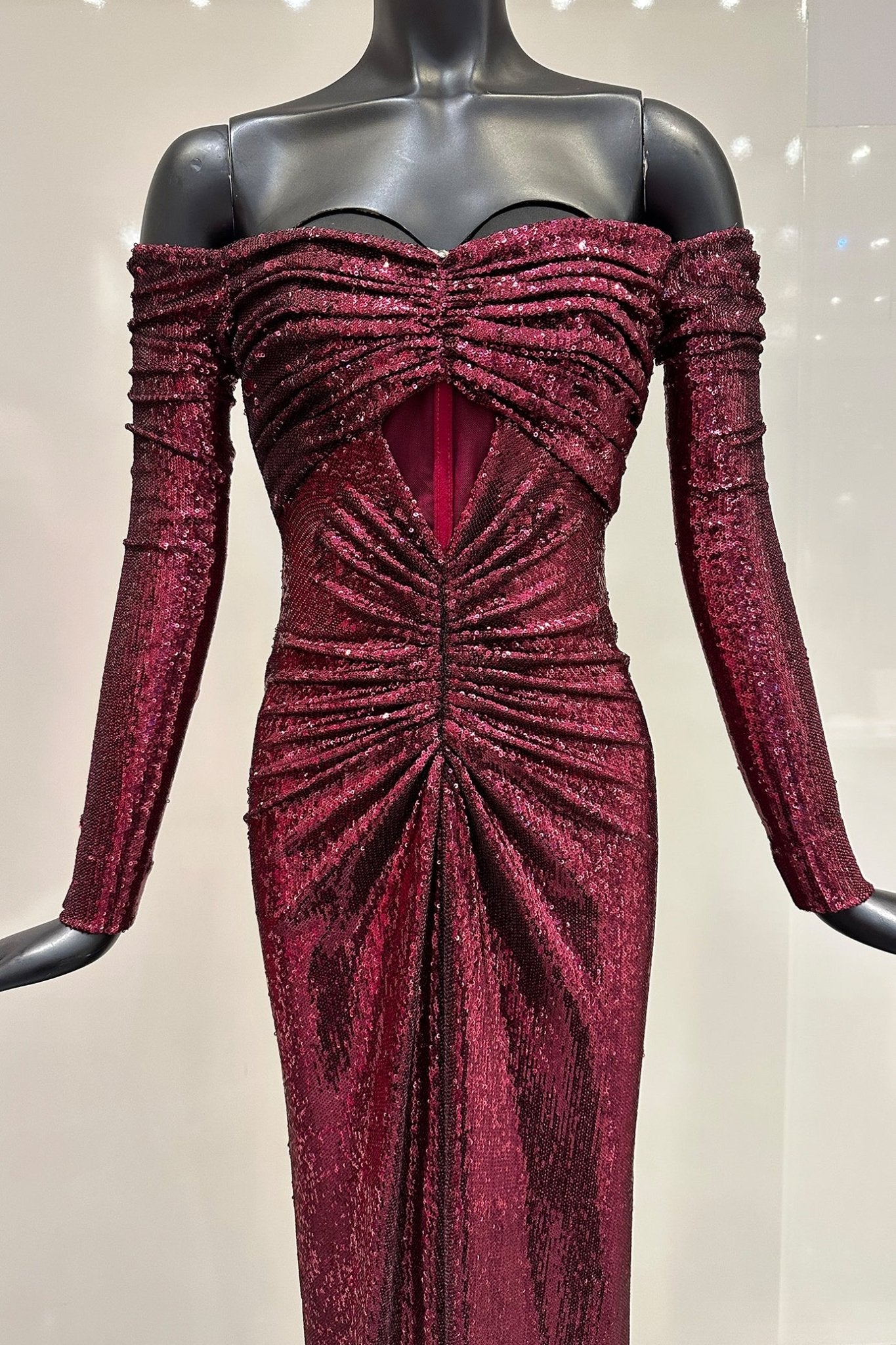 Off Shoulder Sequin Dress - ALBOUSHIYA - district 5 - dubai - riyadh - abaya - dresses - designers - evening wear - luxury - elegance - craftsmanship - gowns - cocktail dresses - collections - georges