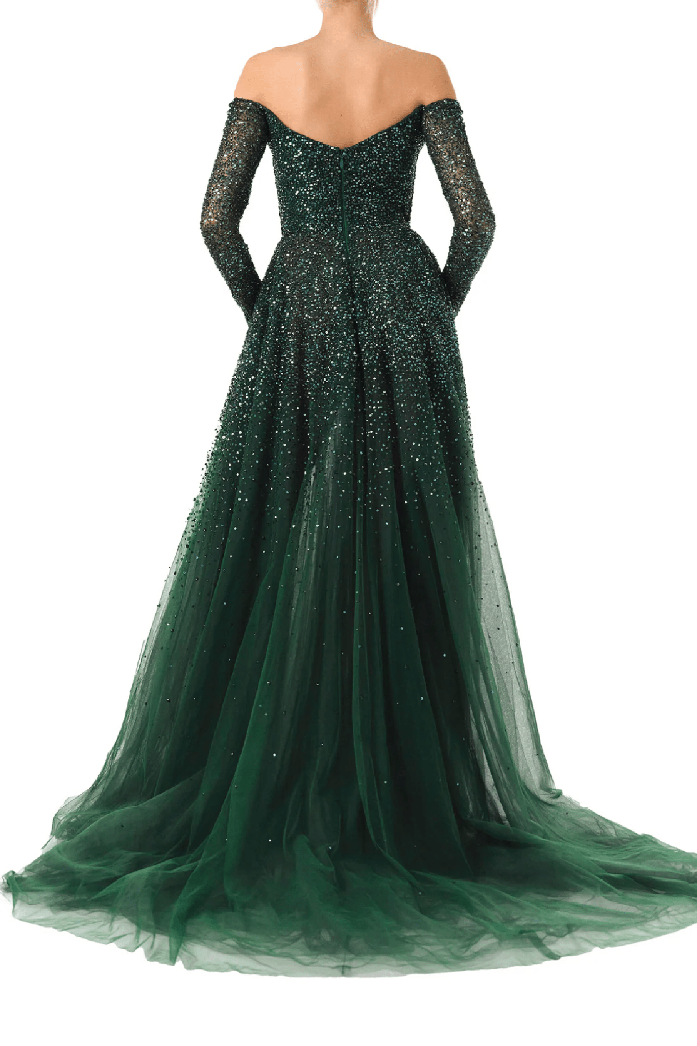 Off The Shoulder Embroidered Ball Gown - ALBOUSHIYA - district 5 - dubai - riyadh - abaya - dresses - designers - evening wear - luxury - elegance - craftsmanship - gowns - cocktail dresses - collections - georges