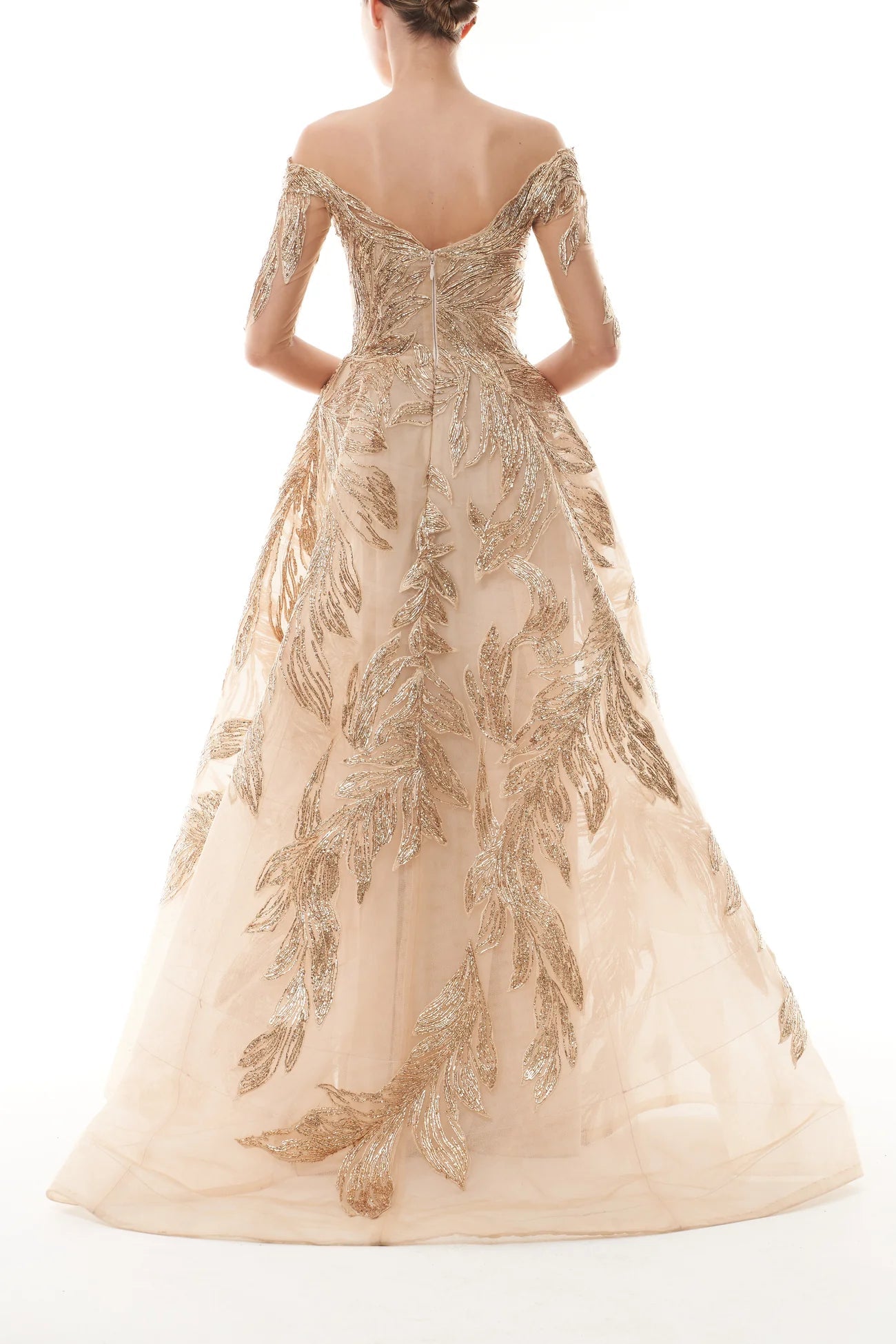 Off - The - Shoulder Illusion Sleeve Ballgown - ALBOUSHIYA - district 5 - dubai - riyadh - abaya - dresses - designers - evening wear - luxury - elegance - craftsmanship - gowns - cocktail dresses - collections - georges