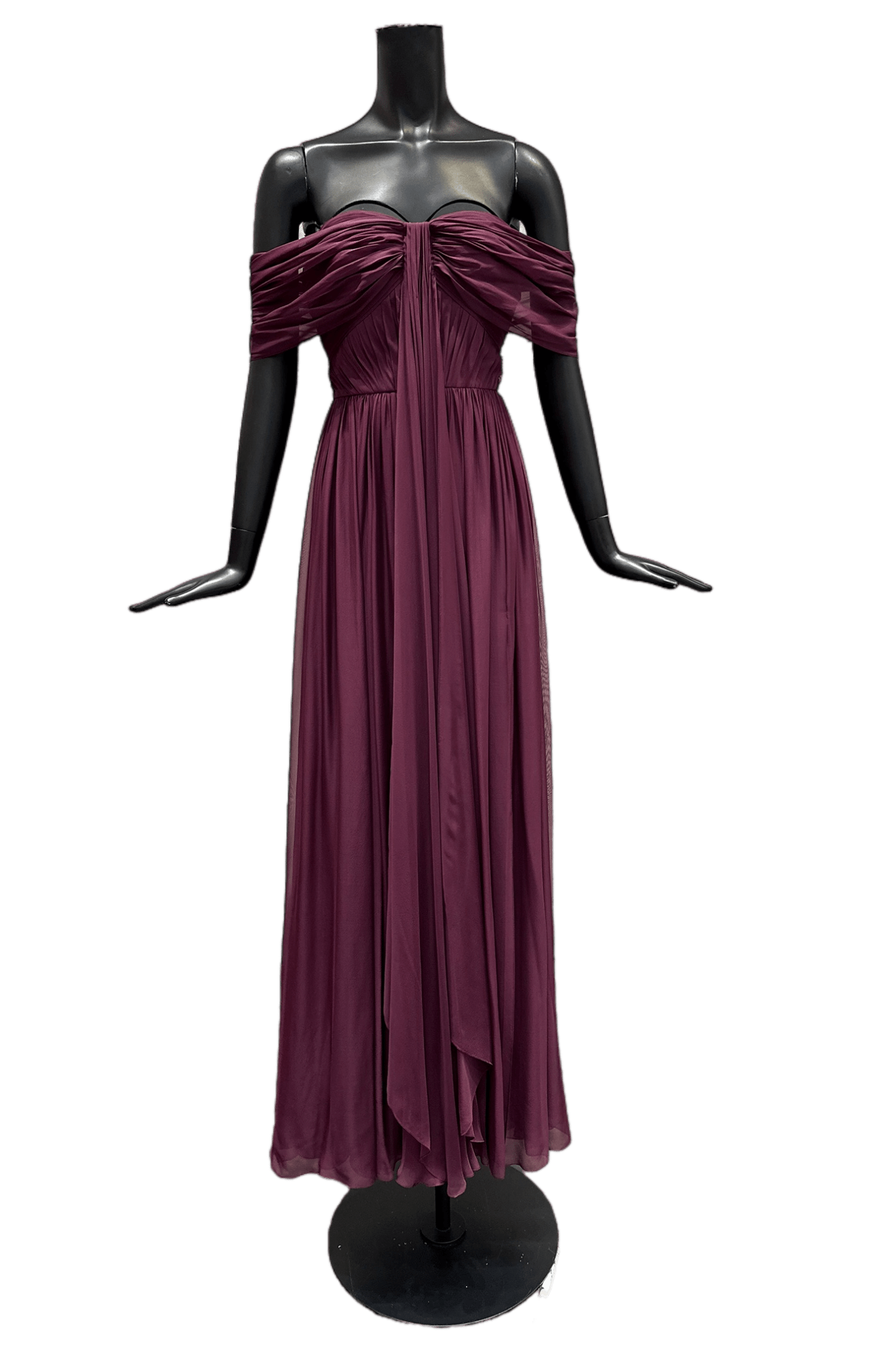 Off - The - Shoulder Silk Chiffon Maxi Dress - ALBOUSHIYA - district 5 - dubai - riyadh - abaya - dresses - designers - evening wear - luxury - elegance - craftsmanship - gowns - cocktail dresses - collections - georges