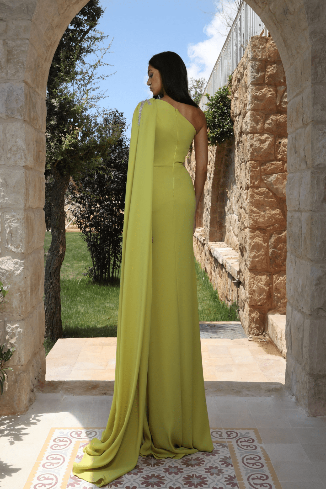One Shoulder Draped Gown - ALBOUSHIYA - district 5 - dubai - riyadh - abaya - dresses - designers - evening wear - luxury - elegance - craftsmanship - gowns - cocktail dresses - collections - georges