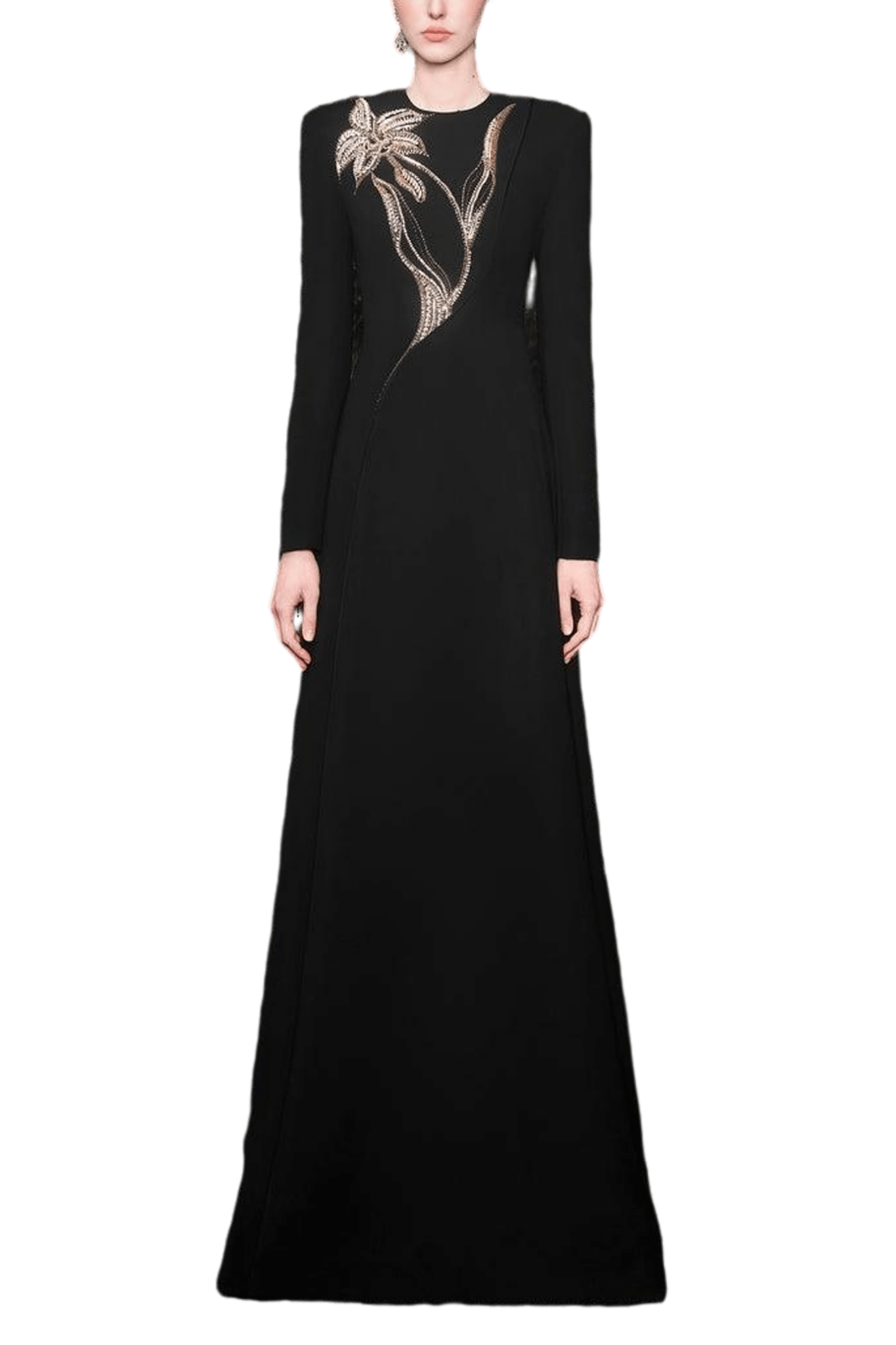 Orchid Crystal - Embellished Floor Length Dress - ALBOUSHIYA - district 5 - dubai - riyadh - abaya - dresses - designers - evening wear - luxury - elegance - craftsmanship - gowns - cocktail dresses - collections - georges