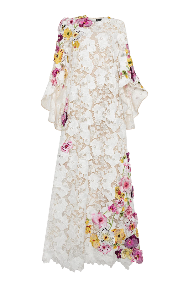 Orchid Embroidered Guipure Caftan