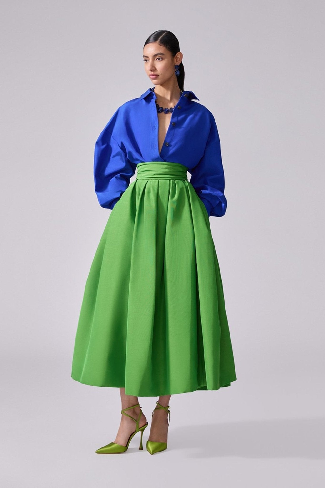 Oversized Tie - Front Shirt - ALBOUSHIYA - district 5 - dubai - riyadh - abaya - dresses - designers - evening wear - luxury - elegance - craftsmanship - gowns - cocktail dresses - collections - georges