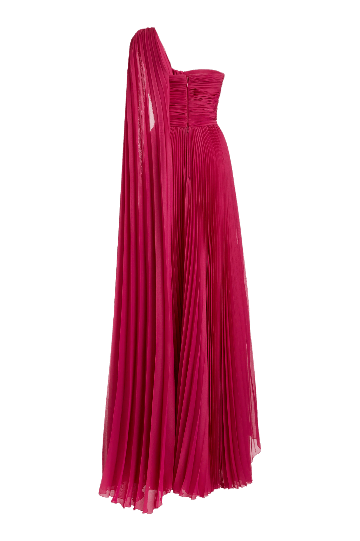 Pleated Chiffon One Shoulder Gown - ALBOUSHIYA - district 5 - dubai - riyadh - abaya - dresses - designers - evening wear - luxury - elegance - craftsmanship - gowns - cocktail dresses - collections - georges