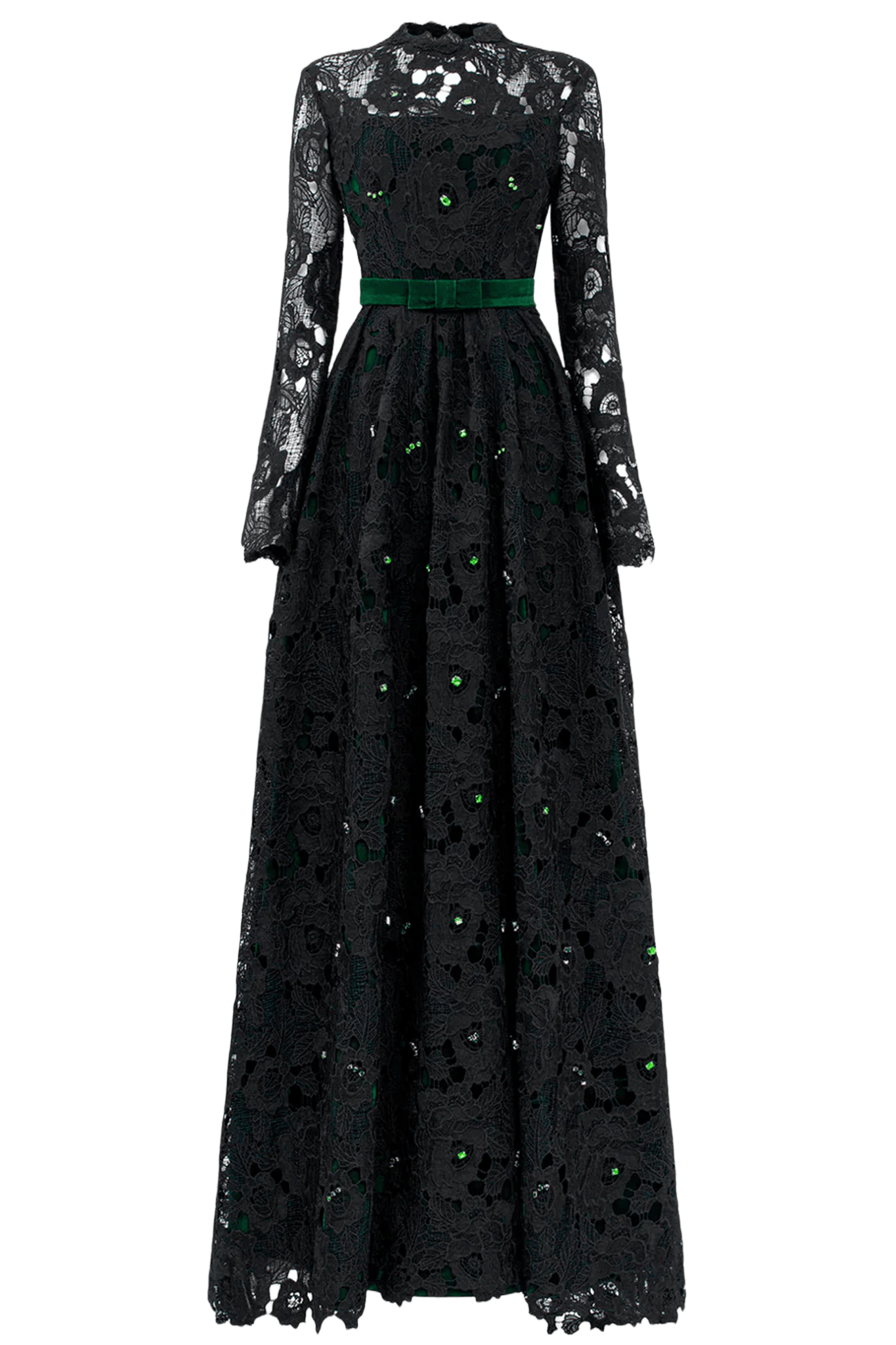 Pleated Lace and Velvet Gown - ALBOUSHIYA - district 5 - dubai - riyadh - abaya - dresses - designers - evening wear - luxury - elegance - craftsmanship - gowns - cocktail dresses - collections - georges
