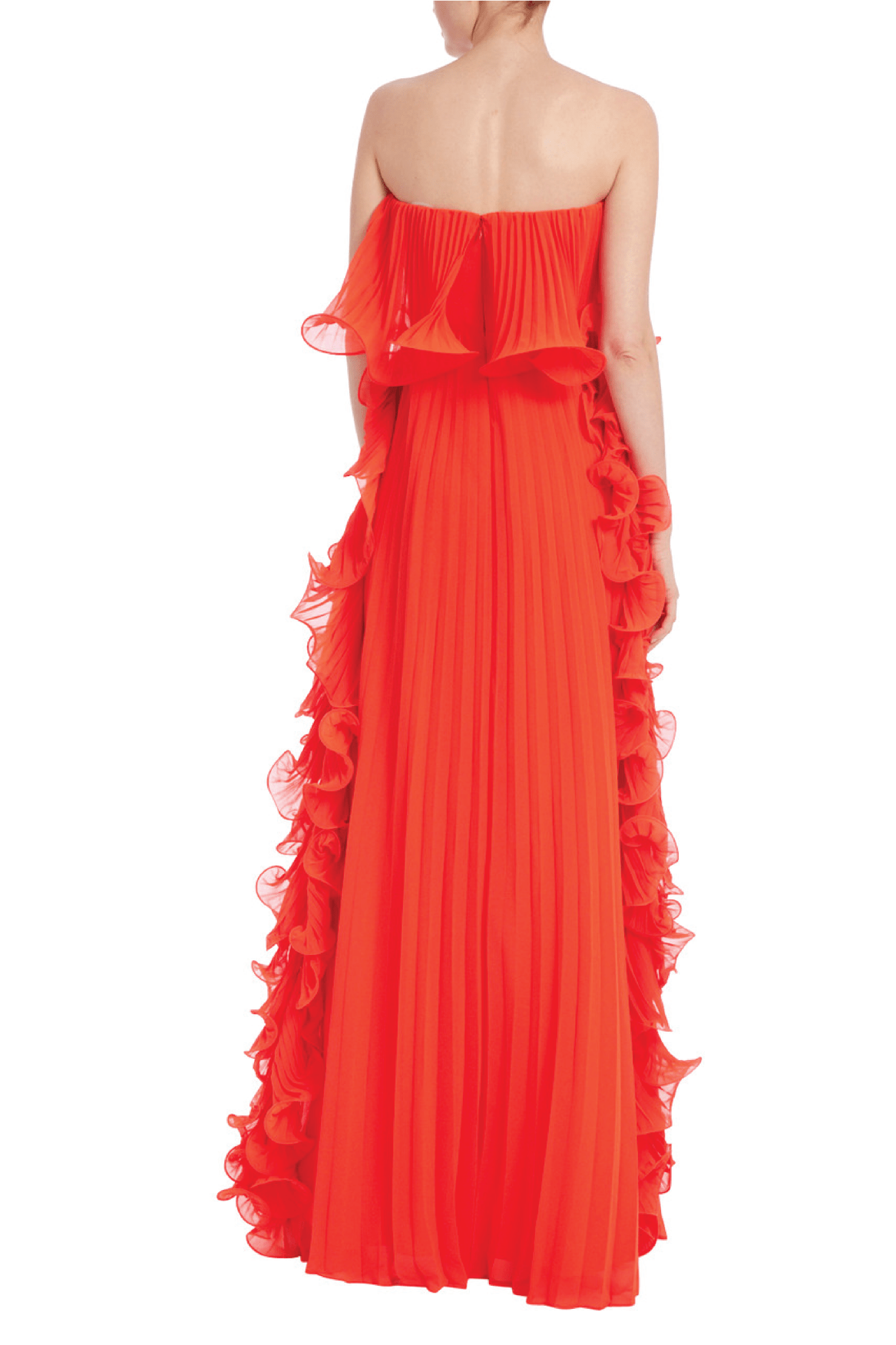 Pleated Strapless Dress with Side Ruffles - ALBOUSHIYA - district 5 - dubai - riyadh - abaya - dresses - designers - evening wear - luxury - elegance - craftsmanship - gowns - cocktail dresses - collections - georges