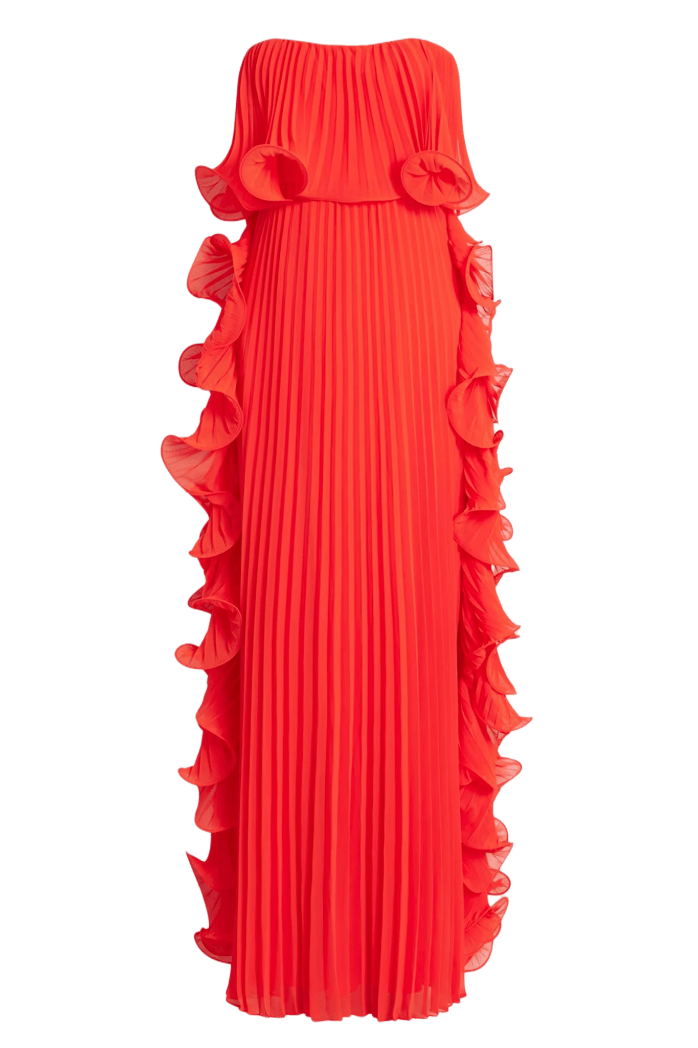 Pleated Strapless Dress with Side Ruffles - ALBOUSHIYA - district 5 - dubai - riyadh - abaya - dresses - designers - evening wear - luxury - elegance - craftsmanship - gowns - cocktail dresses - collections - georges