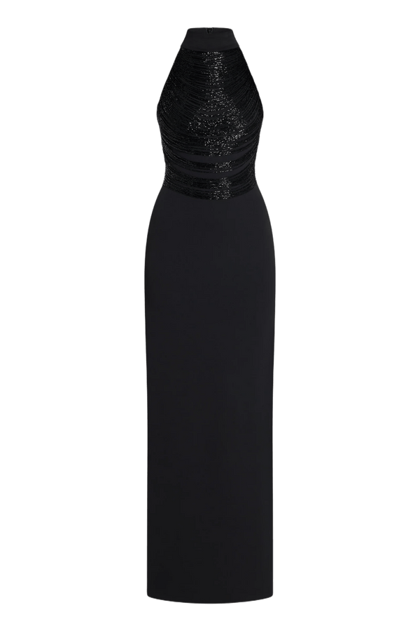 Portia Beaded Halter Maxi Dress - ALBOUSHIYA - district 5 - dubai - riyadh - abaya - dresses - designers - evening wear - luxury - elegance - craftsmanship - gowns - cocktail dresses - collections - georges