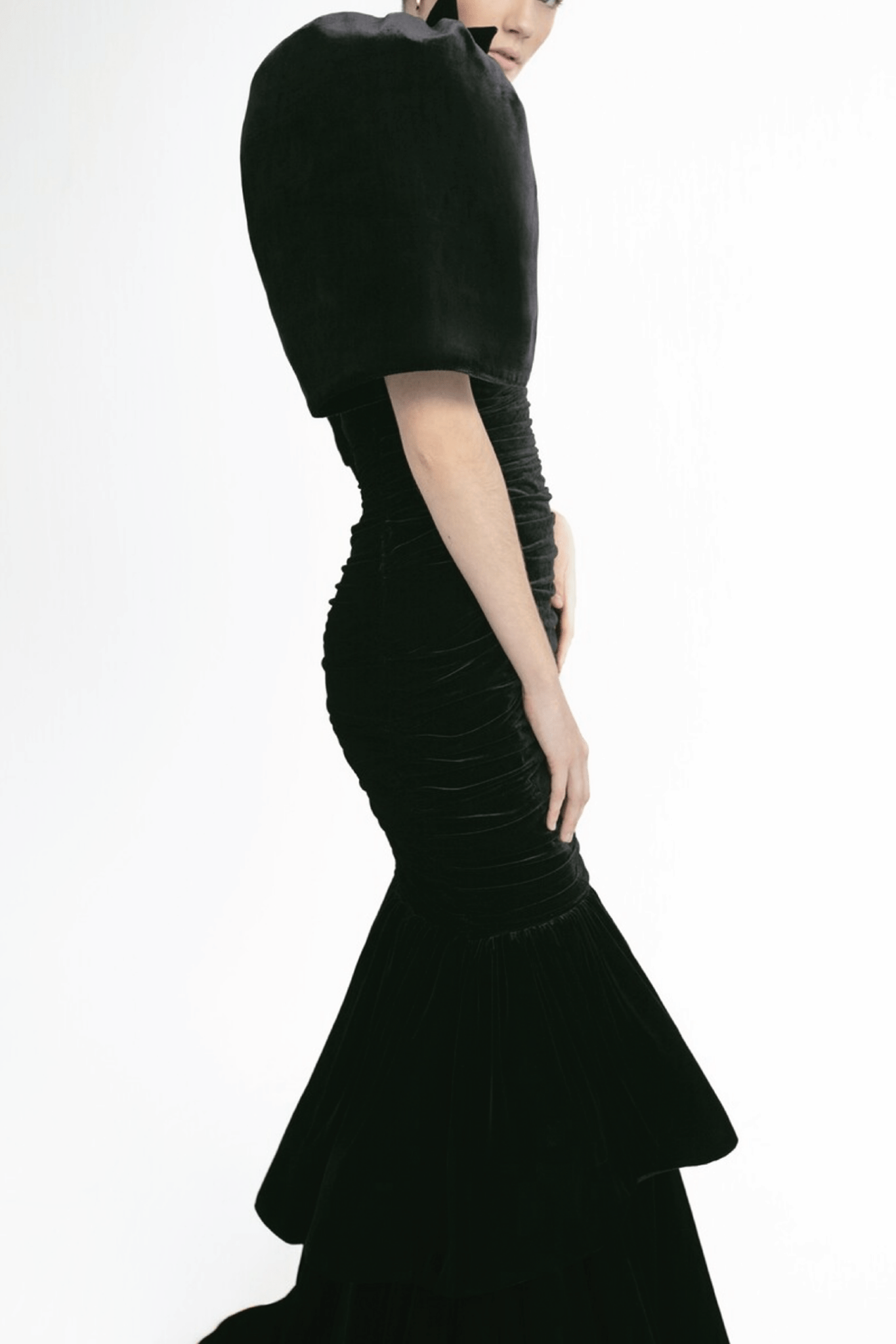 Puff Sleeve Blouse with Flared Skirt - ALBOUSHIYA - district 5 - dubai - riyadh - abaya - dresses - designers - evening wear - luxury - elegance - craftsmanship - gowns - cocktail dresses - collections - georges