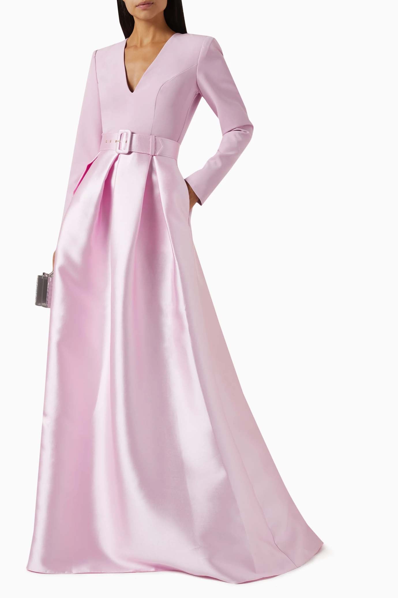 Ivy Soft Crepe And Mikado Long Dress