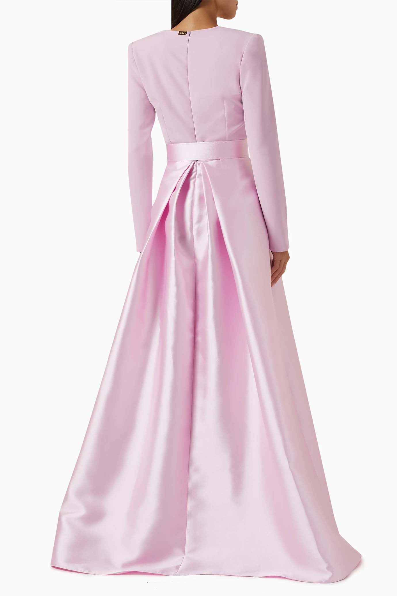Ivy Soft Crepe And Mikado Long Dress