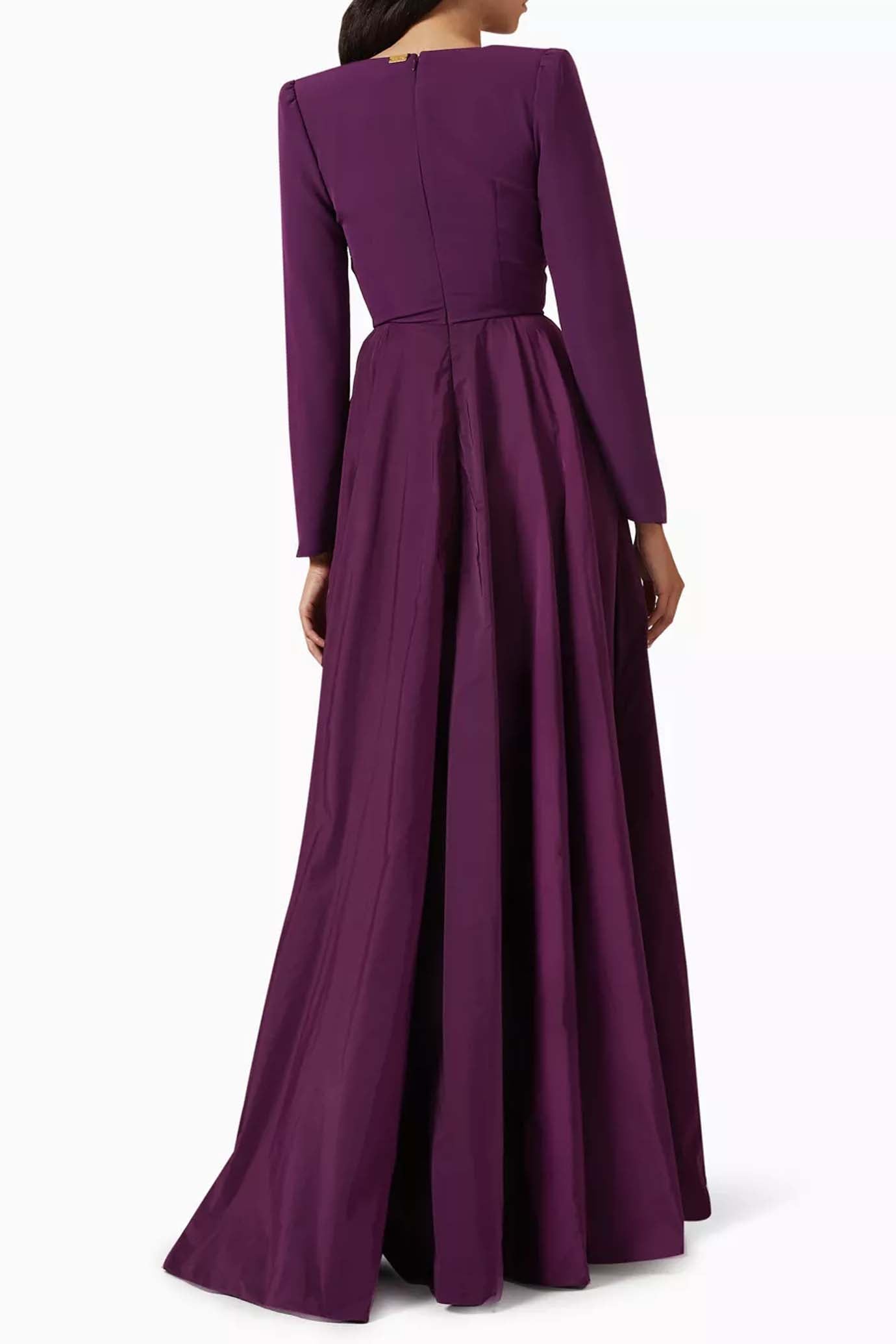 Carly Taffeta and Crepe Long Dress