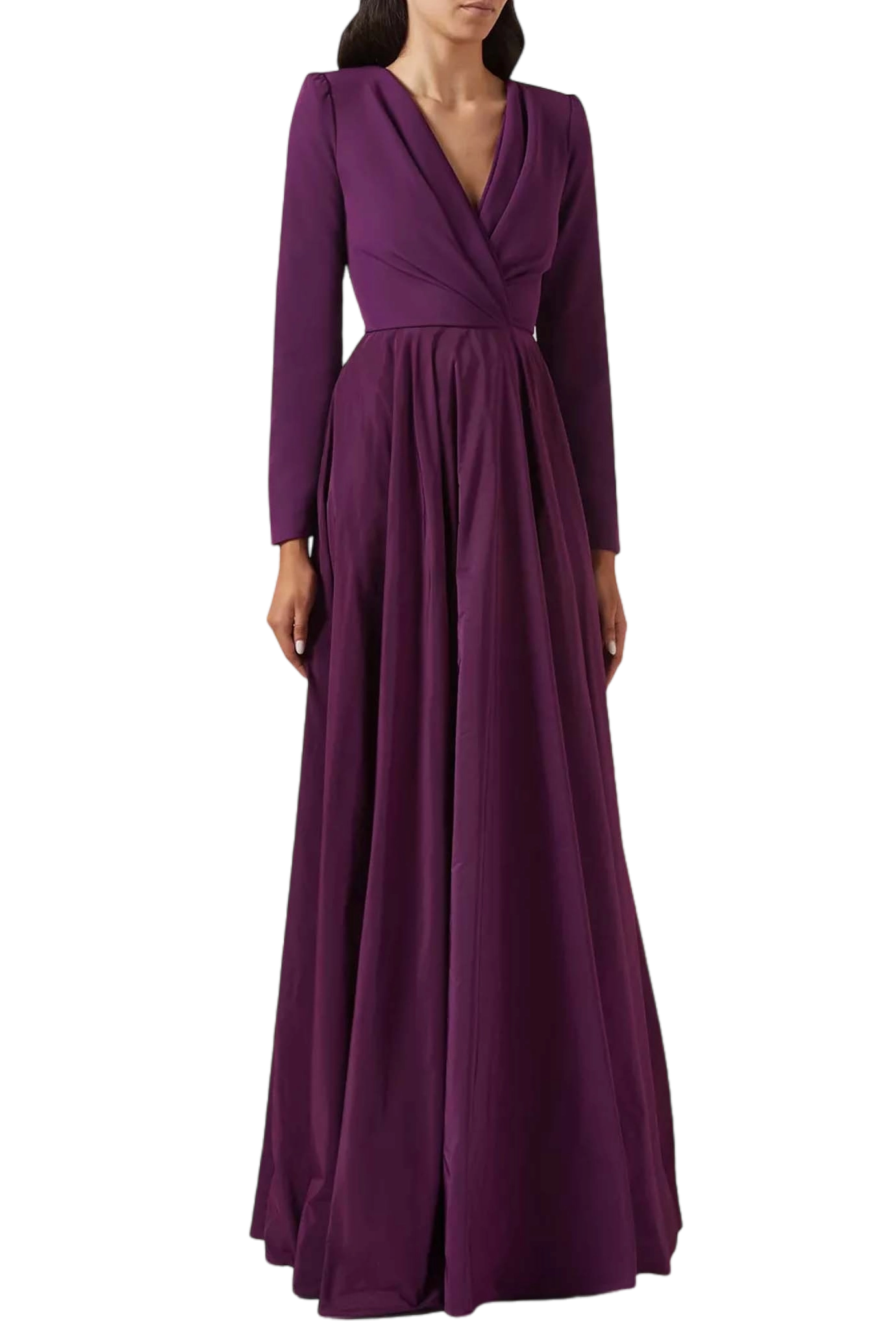 Carly Taffeta and Crepe Long Dress