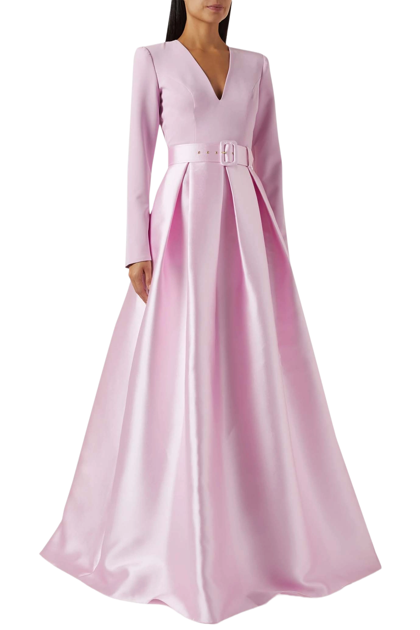 Ivy Soft Crepe And Mikado Long Dress