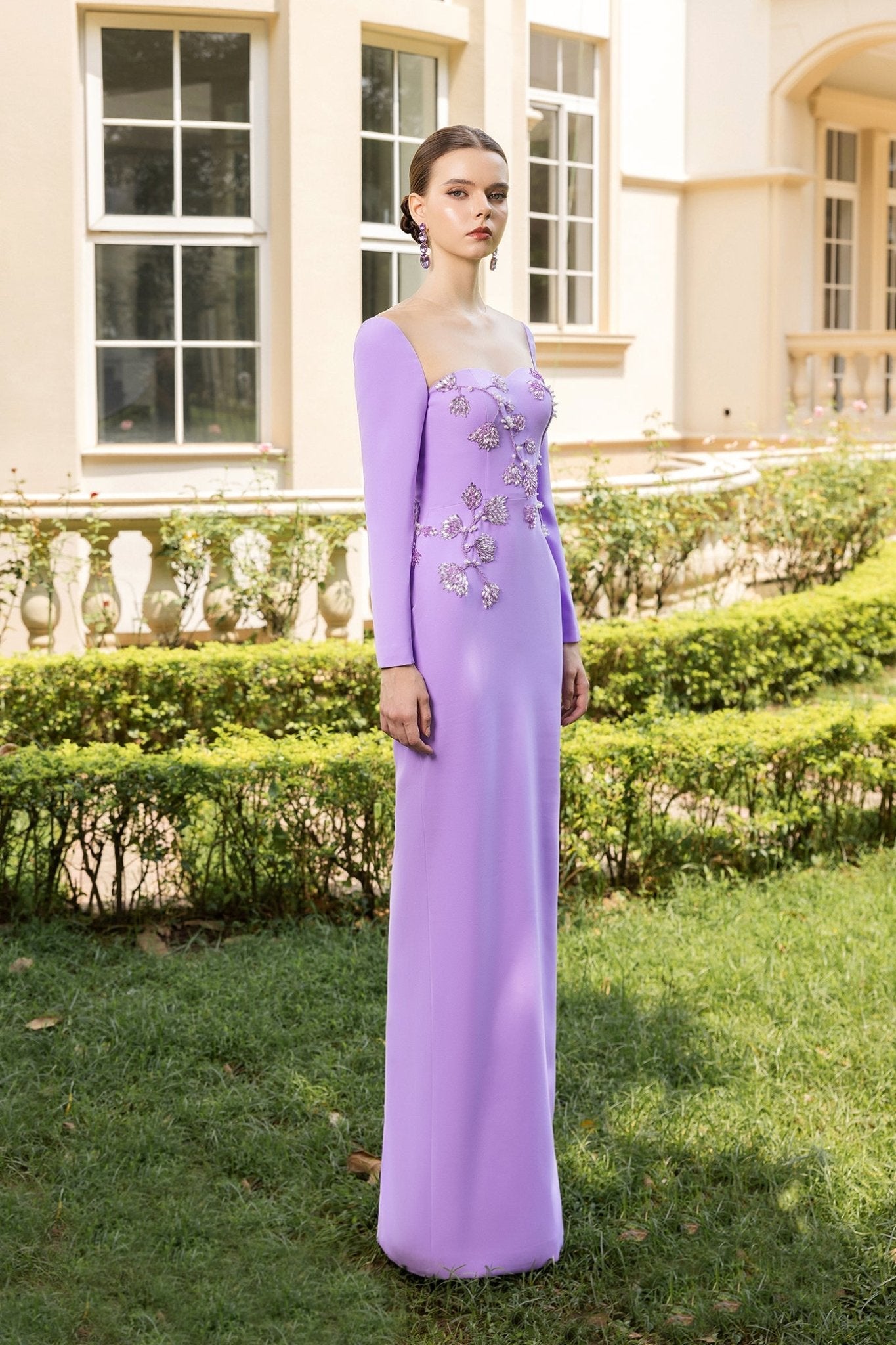 Renee Crepe Dress - ALBOUSHIYA - district 5 - dubai - riyadh - abaya - dresses - designers - evening wear - luxury - elegance - craftsmanship - gowns - cocktail dresses - collections - georges