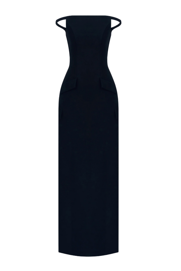 Black Pearl Beaded Maxi Dress