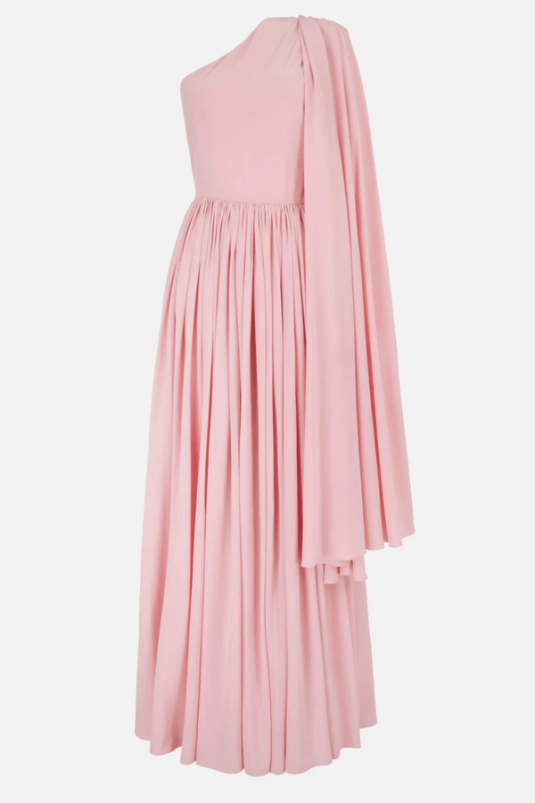 Rocco Dress In Soft Pink Silk Crepe De Chine - ALBOUSHIYA - district 5 - dubai - riyadh - abaya - dresses - designers - evening wear - luxury - elegance - craftsmanship - gowns - cocktail dresses - collections - georges
