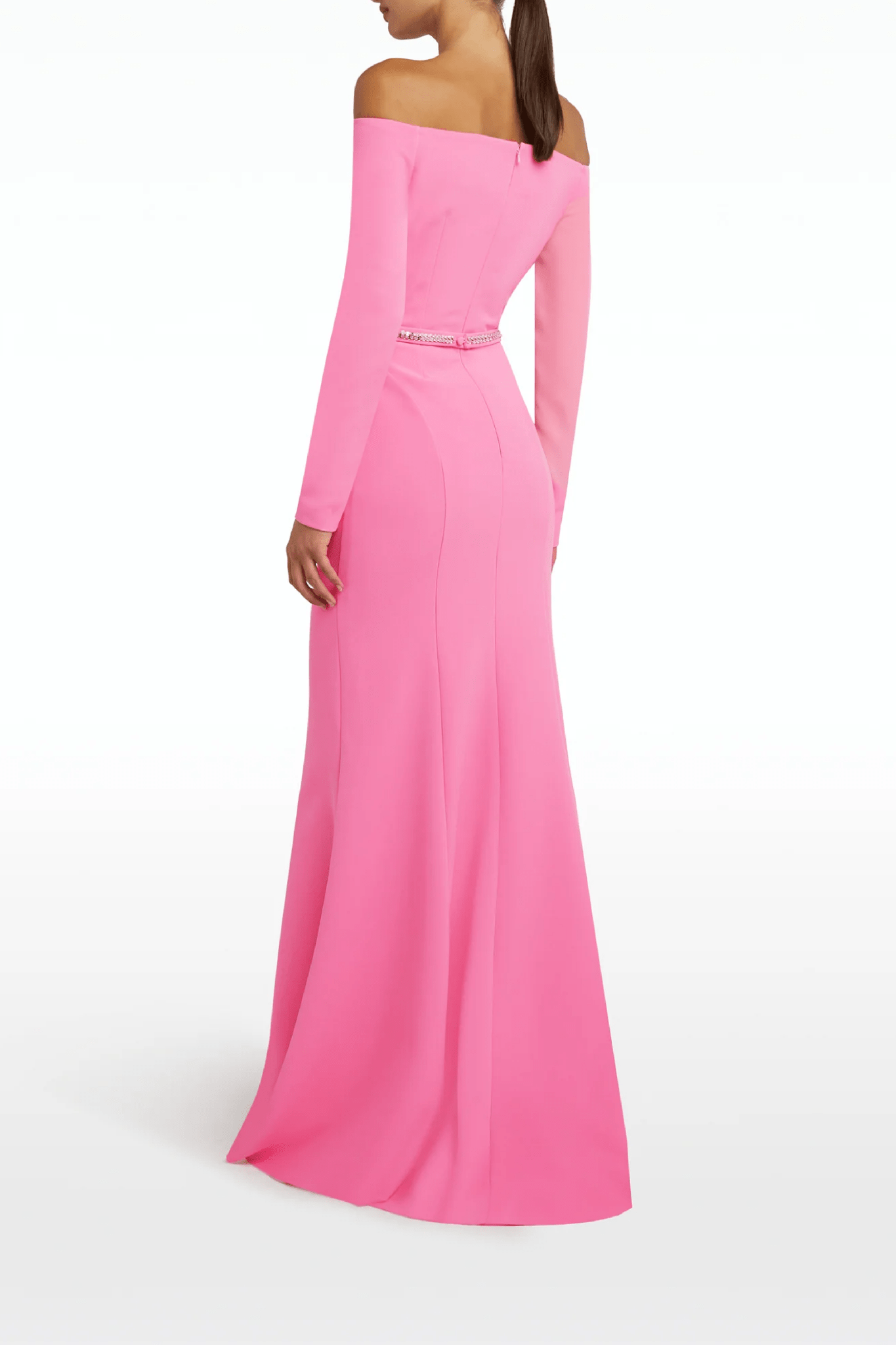 Rory Long Dress with Embroidered Belt - ALBOUSHIYA - district 5 - dubai - riyadh - abaya - dresses - designers - evening wear - luxury - elegance - craftsmanship - gowns - cocktail dresses - collections - georges
