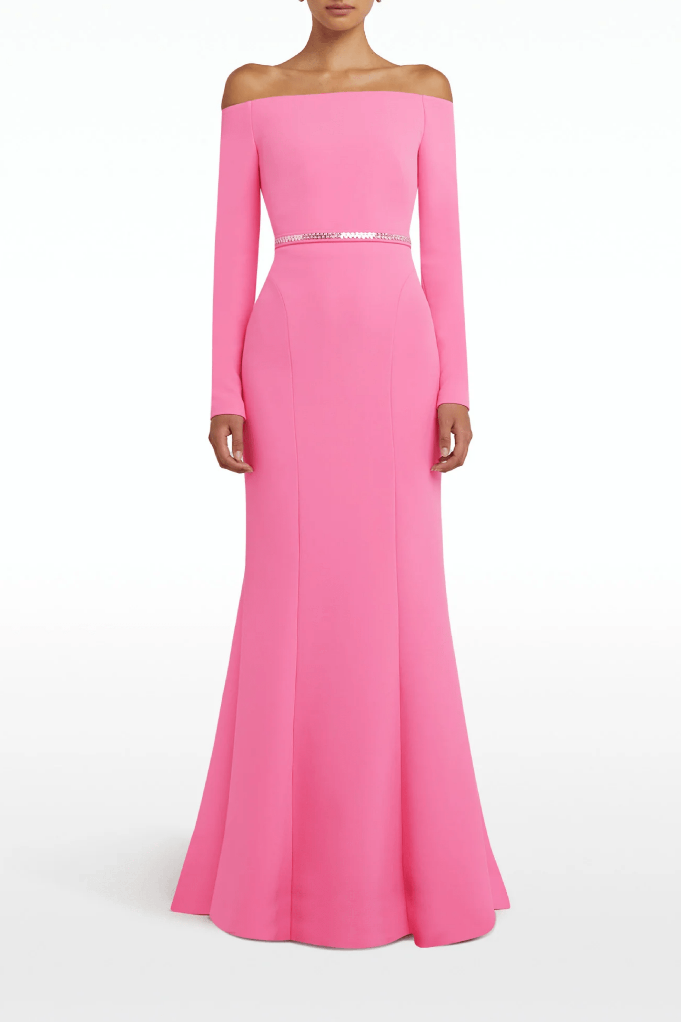Rory Long Dress with Embroidered Belt - ALBOUSHIYA - district 5 - dubai - riyadh - abaya - dresses - designers - evening wear - luxury - elegance - craftsmanship - gowns - cocktail dresses - collections - georges