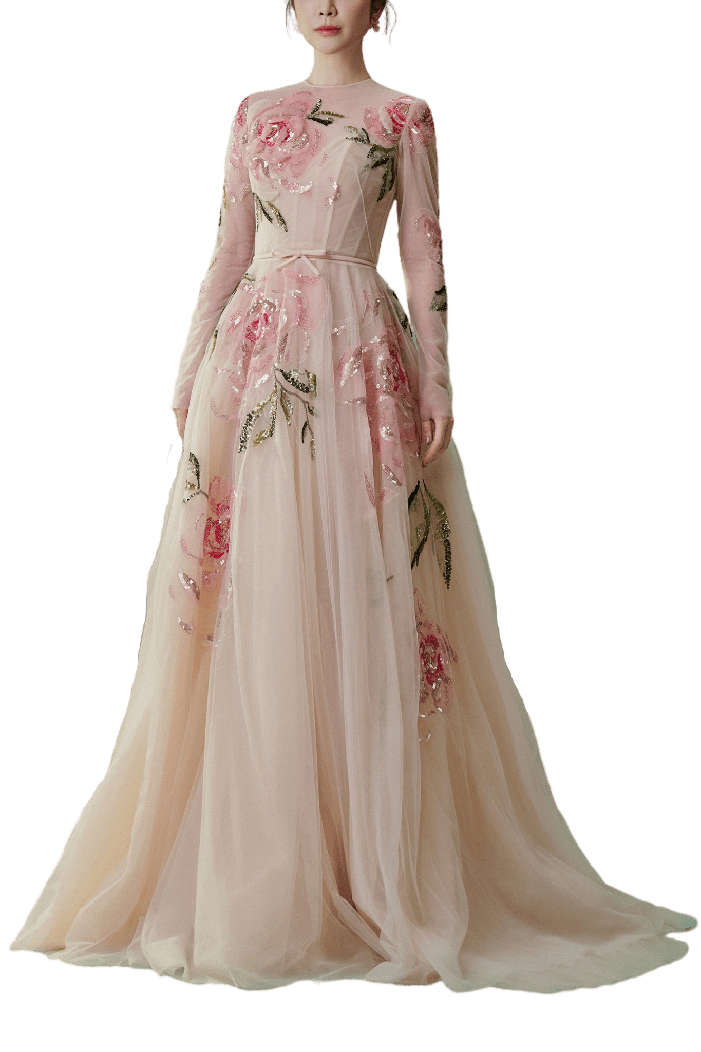 Rosé en Fleur Gown - ALBOUSHIYA - district 5 - dubai - riyadh - abaya - dresses - designers - evening wear - luxury - elegance - craftsmanship - gowns - cocktail dresses - collections - georges