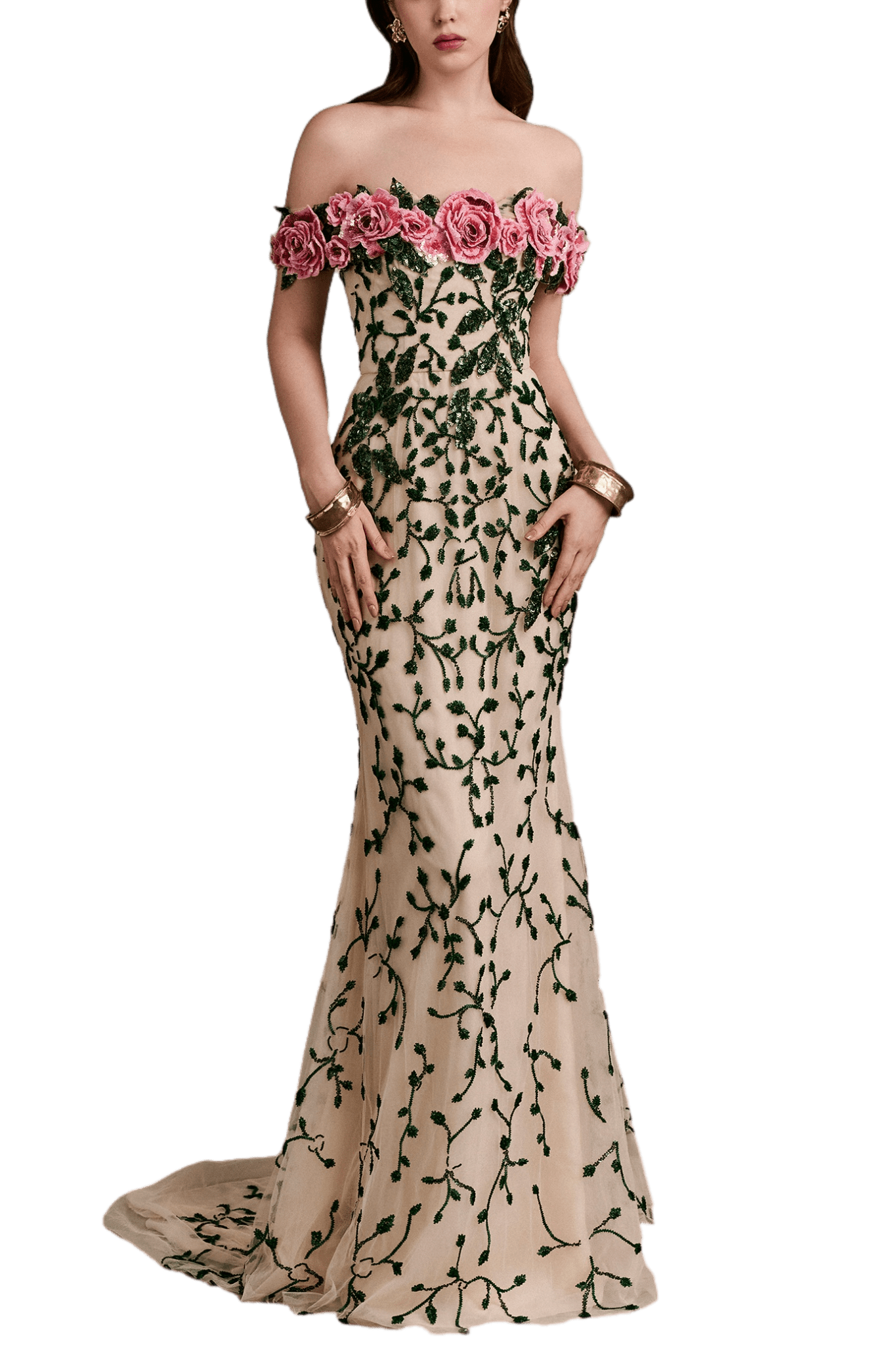 Rosevine Elegance Gown - ALBOUSHIYA - district 5 - dubai - riyadh - abaya - dresses - designers - evening wear - luxury - elegance - craftsmanship - gowns - cocktail dresses - collections - georges