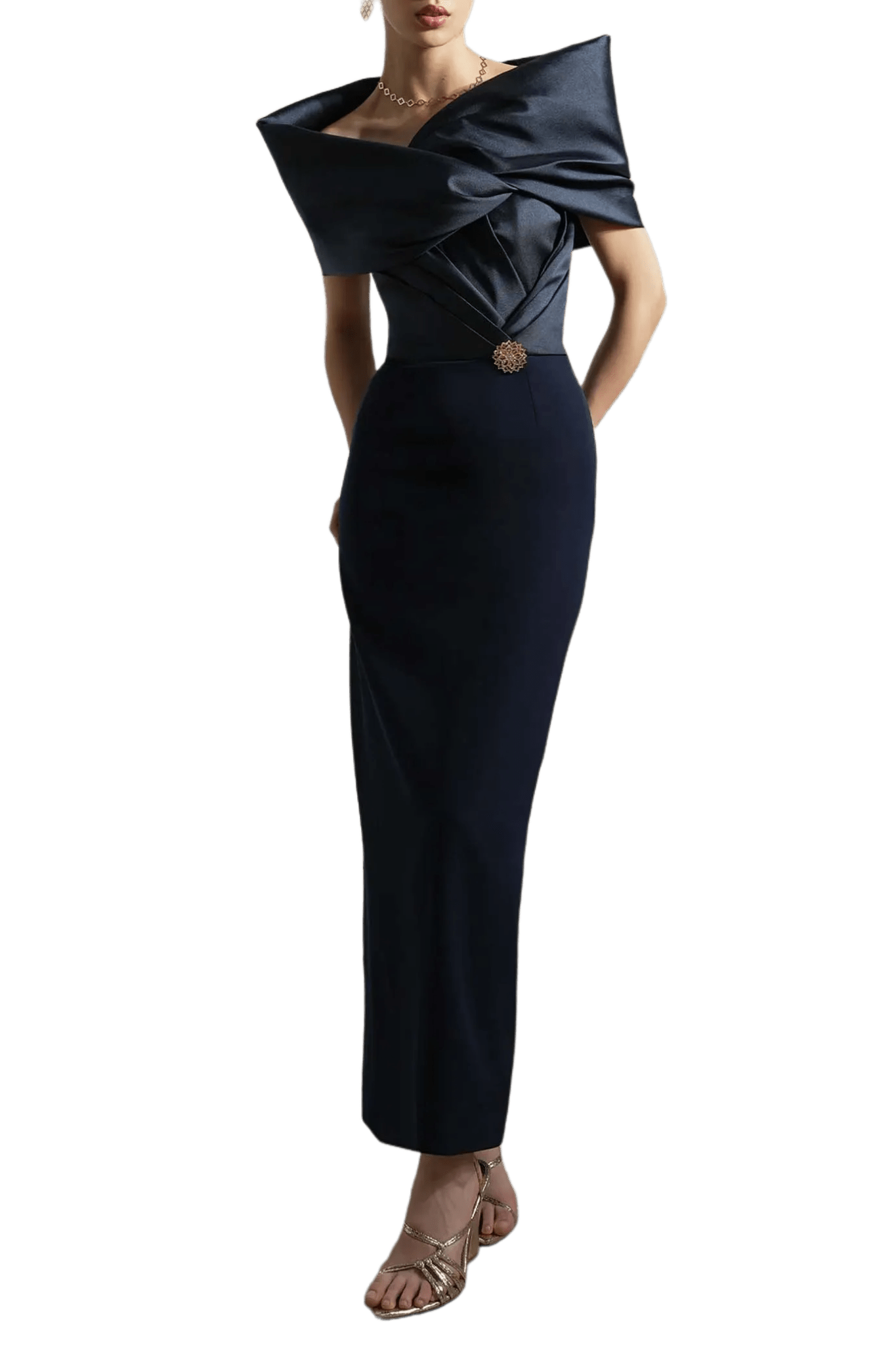 Rovena Midnight Blue Straight Dress - ALBOUSHIYA - district 5 - dubai - riyadh - abaya - dresses - designers - evening wear - luxury - elegance - craftsmanship - gowns - cocktail dresses - collections - georges