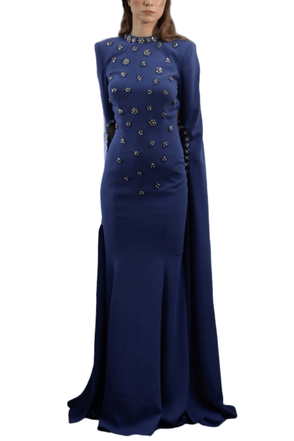 Royal Blue Gown - ALBOUSHIYA - district 5 - dubai - riyadh - abaya - dresses - designers - evening wear - luxury - elegance - craftsmanship - gowns - cocktail dresses - collections - georges