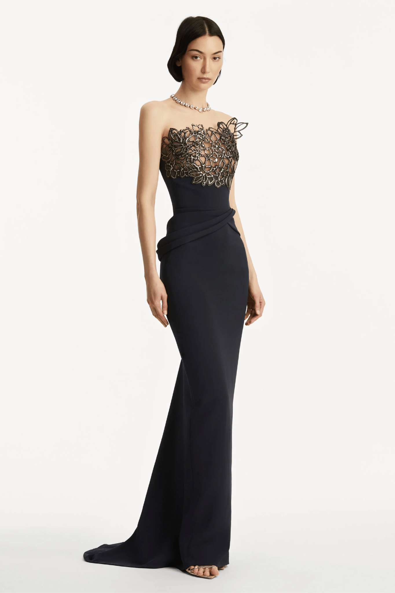 Rubber Lace Cady Gown - ALBOUSHIYA - district 5 - dubai - riyadh - abaya - dresses - designers - evening wear - luxury - elegance - craftsmanship - gowns - cocktail dresses - collections - georges