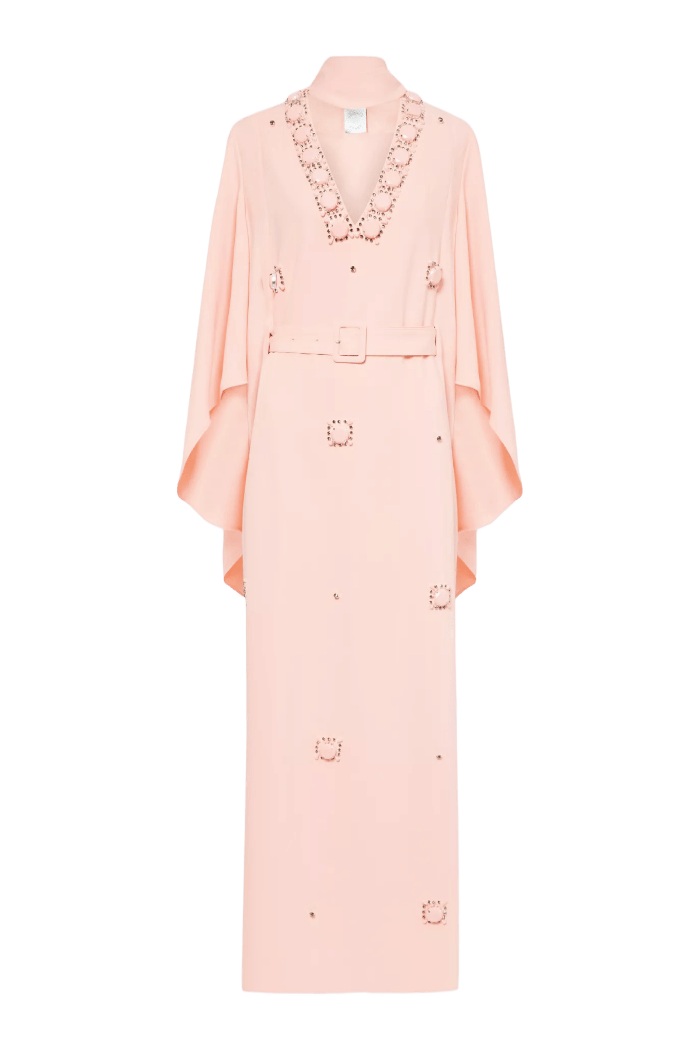 Salina Kaftan Pink Embellished Crepe Jersey - ALBOUSHIYA - district 5 - dubai - riyadh - abaya - dresses - designers - evening wear - luxury - elegance - craftsmanship - gowns - cocktail dresses - collections - georges