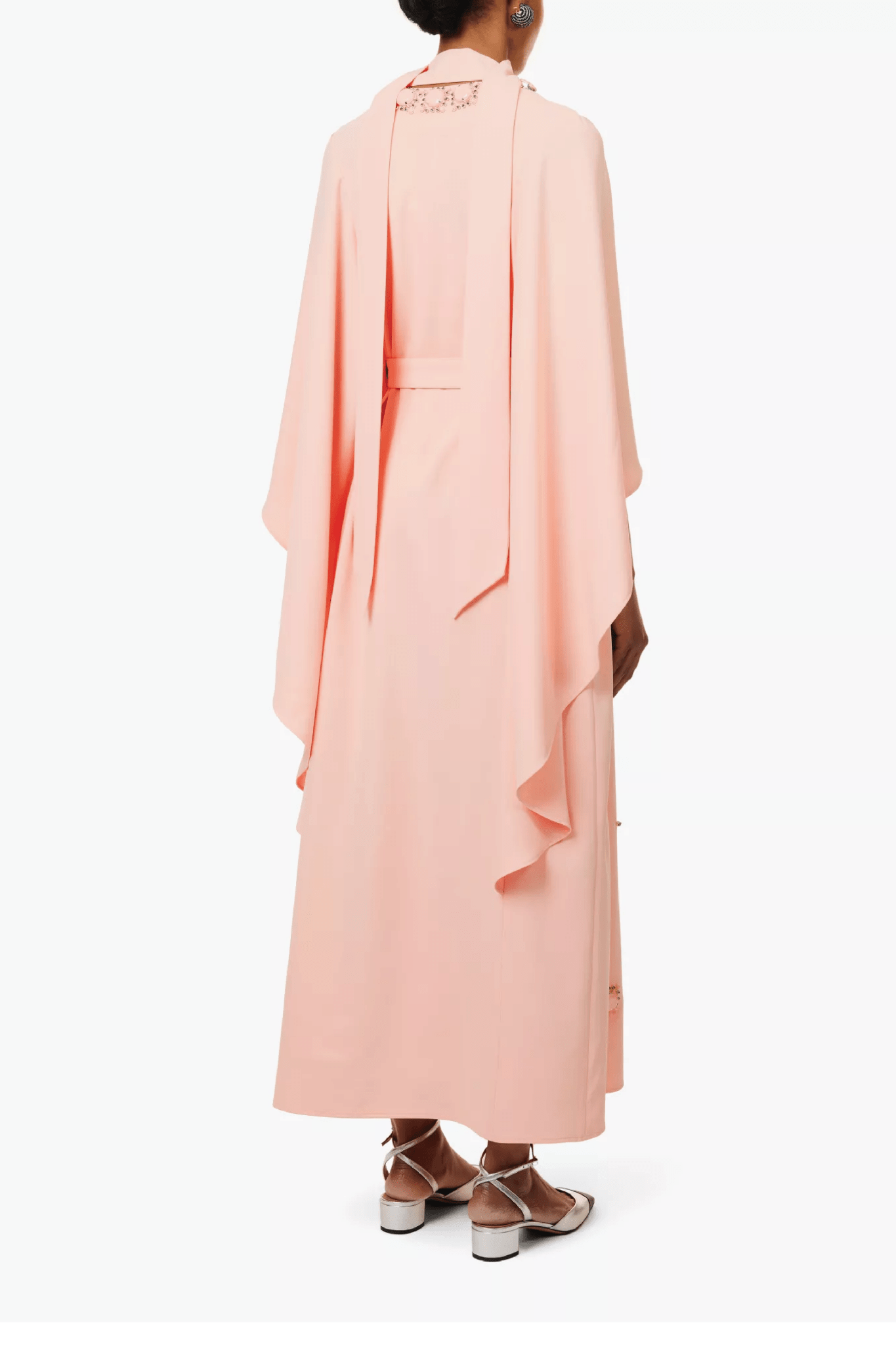 Salina Kaftan Pink Embellished Crepe Jersey - ALBOUSHIYA - district 5 - dubai - riyadh - abaya - dresses - designers - evening wear - luxury - elegance - craftsmanship - gowns - cocktail dresses - collections - georges