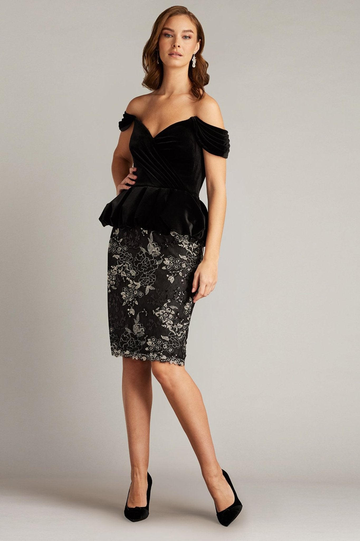 Selah Off Shoulder Peplum Dress - ALBOUSHIYA - district 5 - dubai - riyadh - abaya - dresses - designers - evening wear - luxury - elegance - craftsmanship - gowns - cocktail dresses - collections - georges