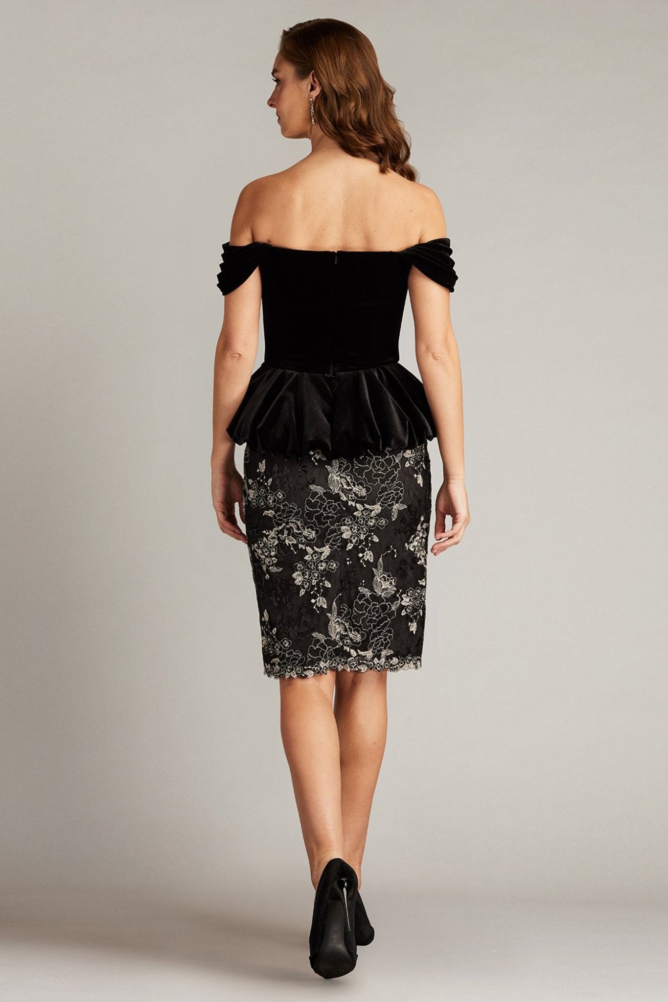 Selah Off Shoulder Peplum Dress - ALBOUSHIYA - district 5 - dubai - riyadh - abaya - dresses - designers - evening wear - luxury - elegance - craftsmanship - gowns - cocktail dresses - collections - georges