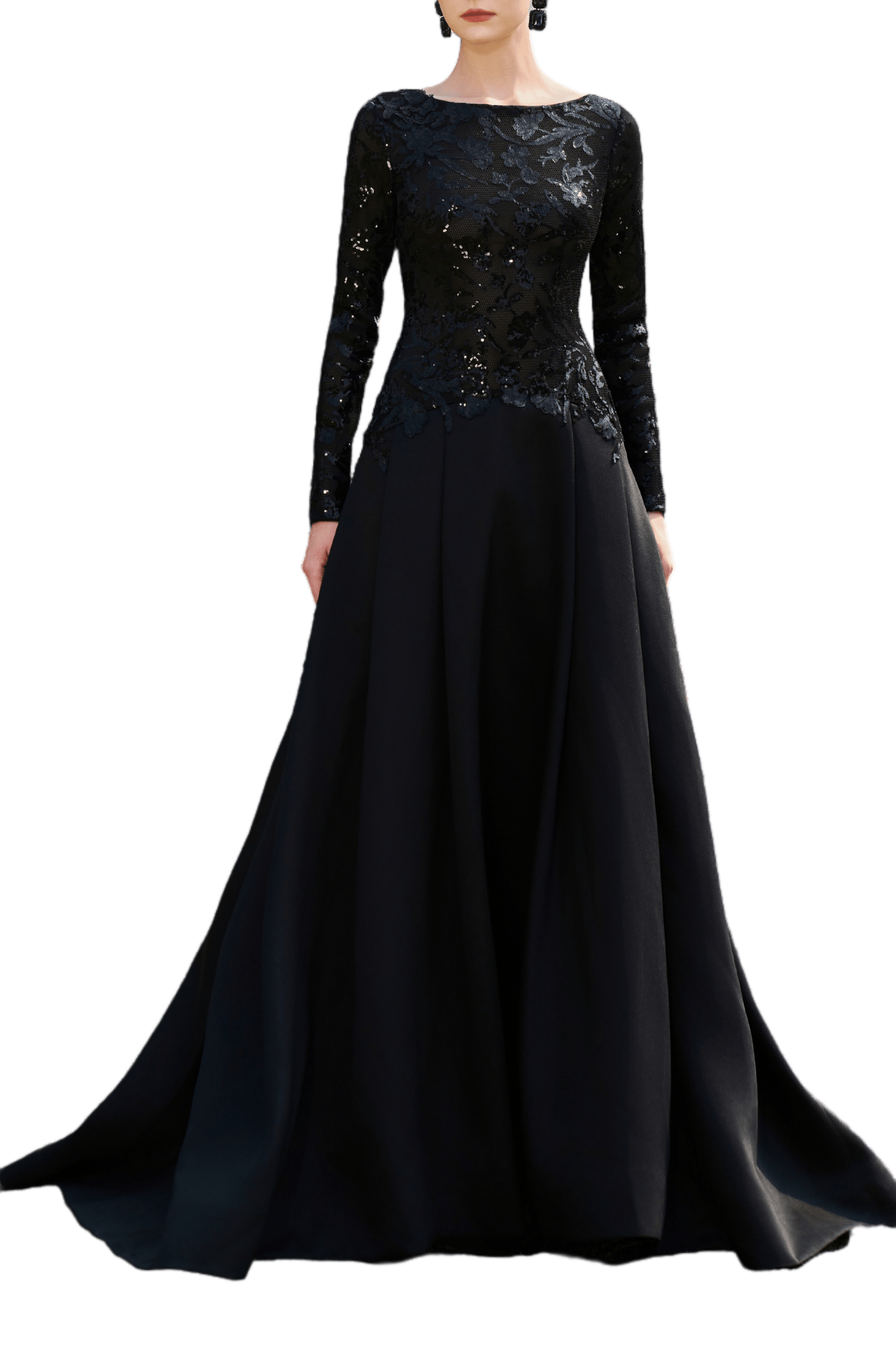 Sequin Bodice A - Line Gown - ALBOUSHIYA - district 5 - dubai - riyadh - abaya - dresses - designers - evening wear - luxury - elegance - craftsmanship - gowns - cocktail dresses - collections - georges